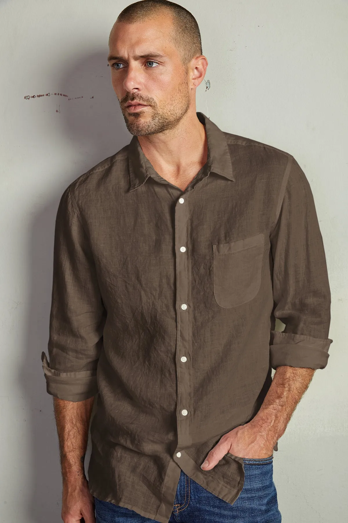 BENTON LINEN BUTTON-UP SHIRT