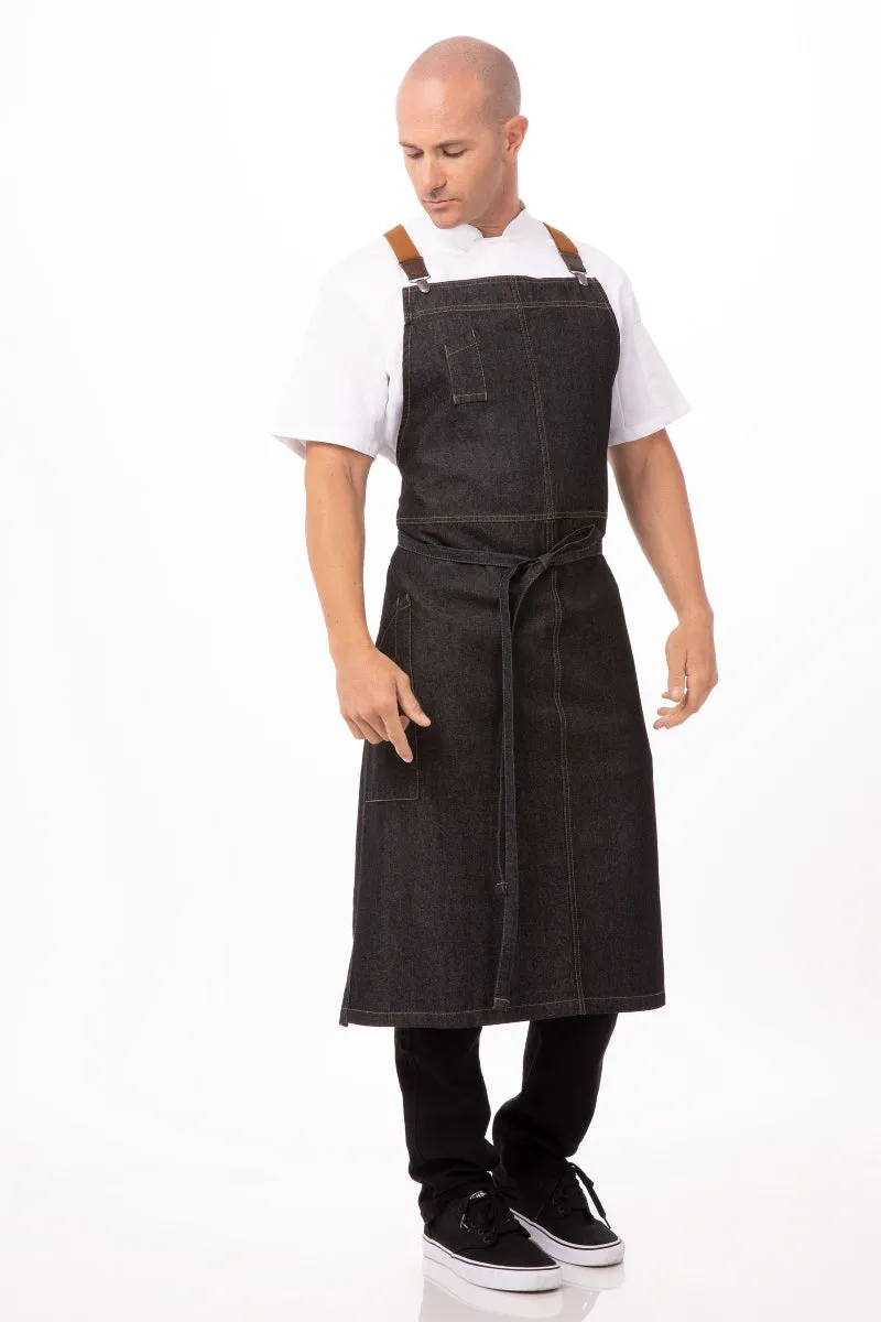 Berkeley Black Denim Chef's Bib Apron