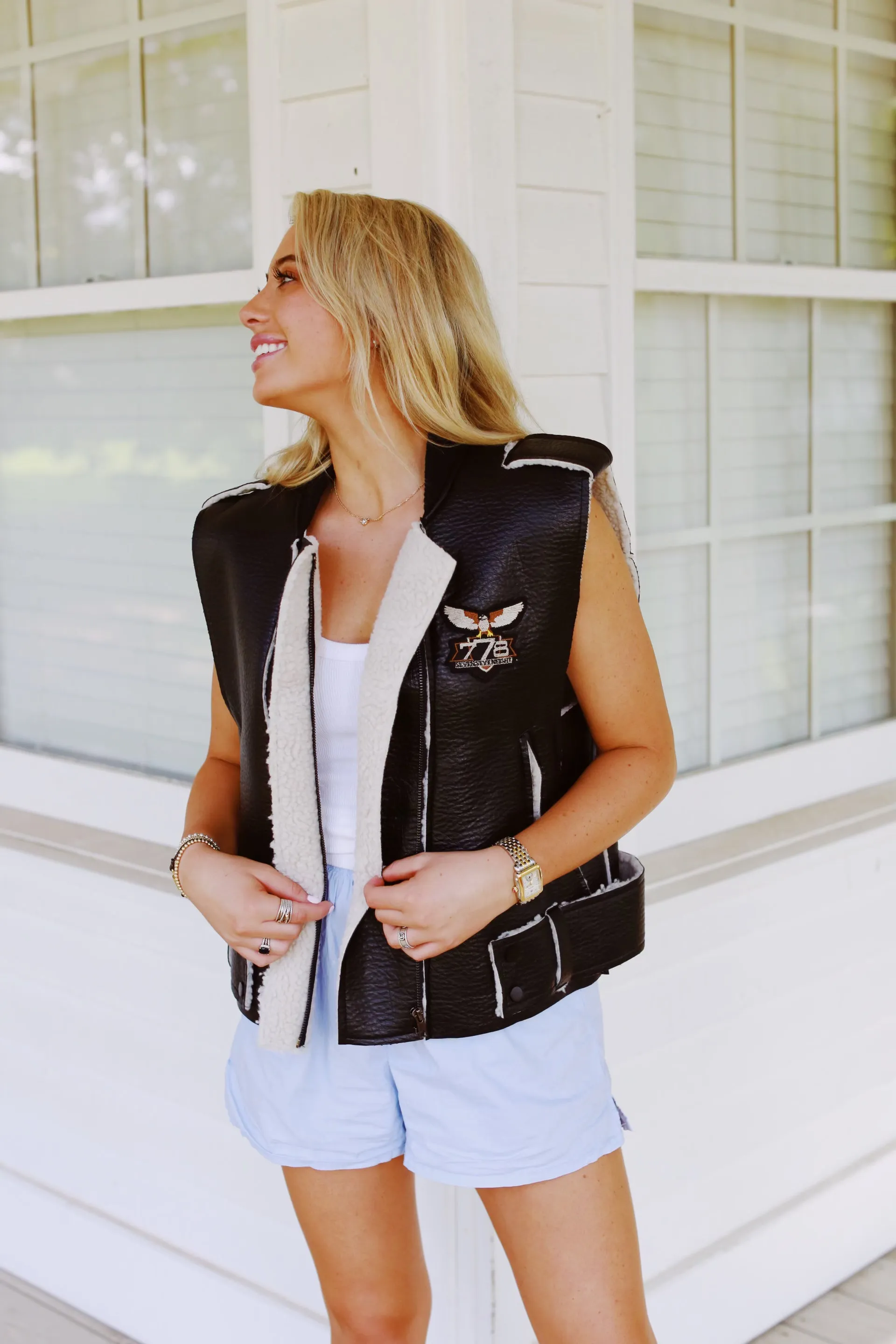 Biker Time Faux Leather Vest - Black