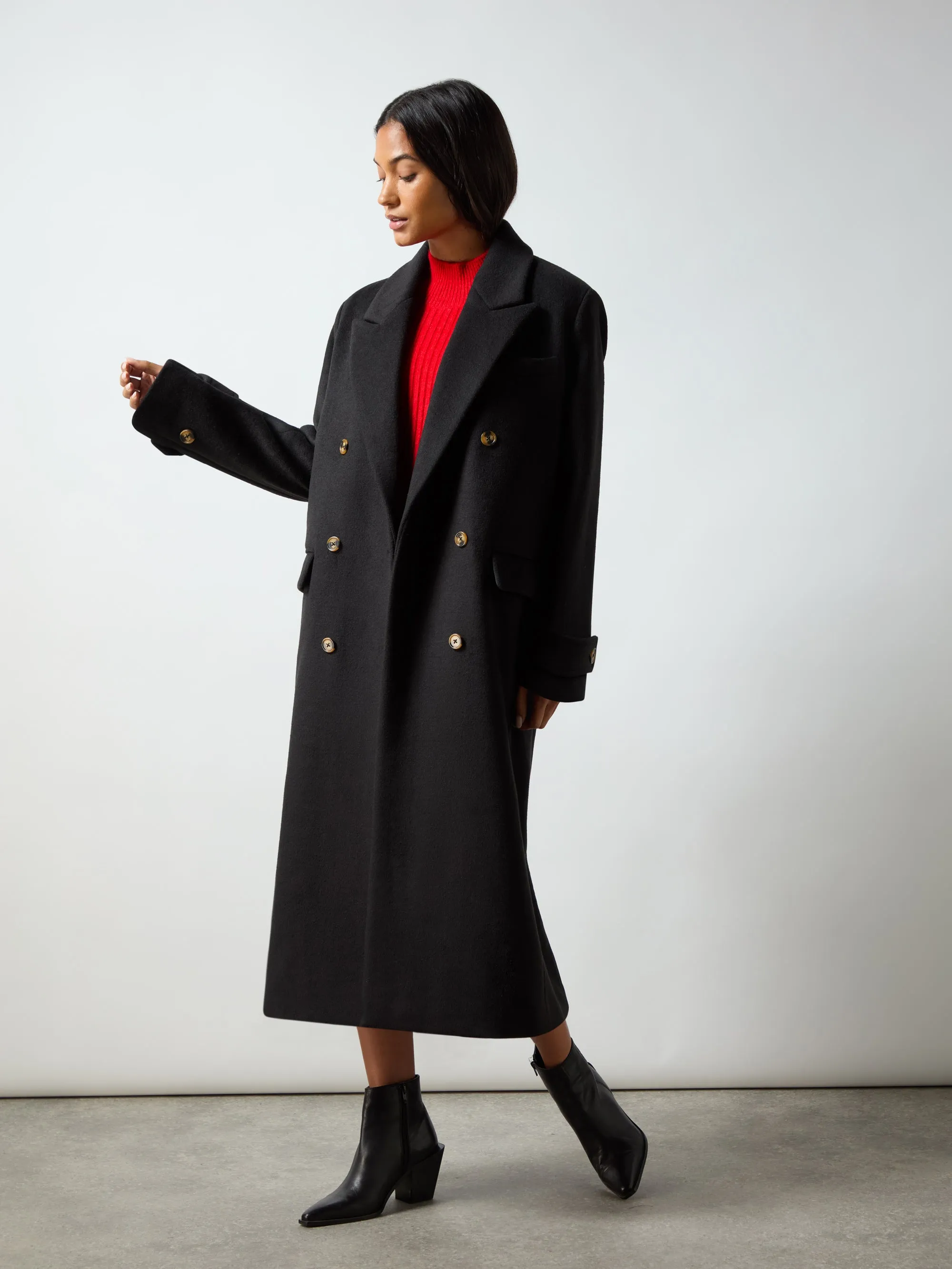 Black Double Breasted Overcoat