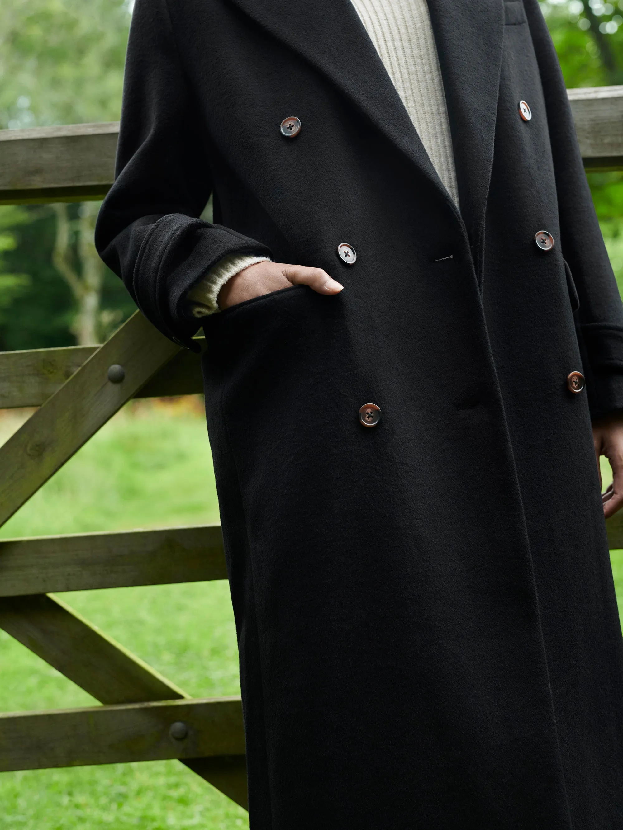 Black Double Breasted Overcoat