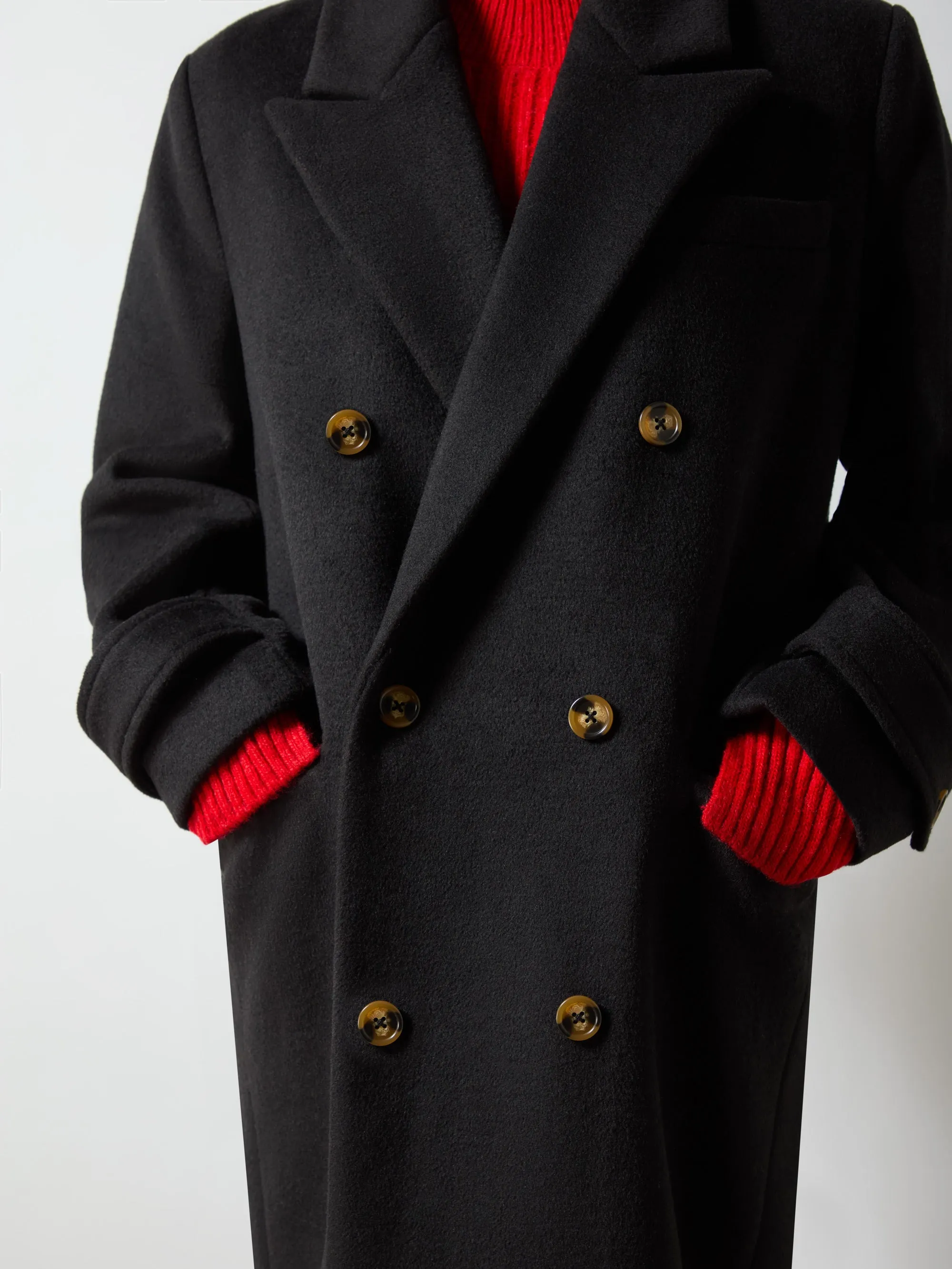 Black Double Breasted Overcoat