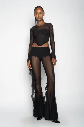 BLACK MESH TROUSERS