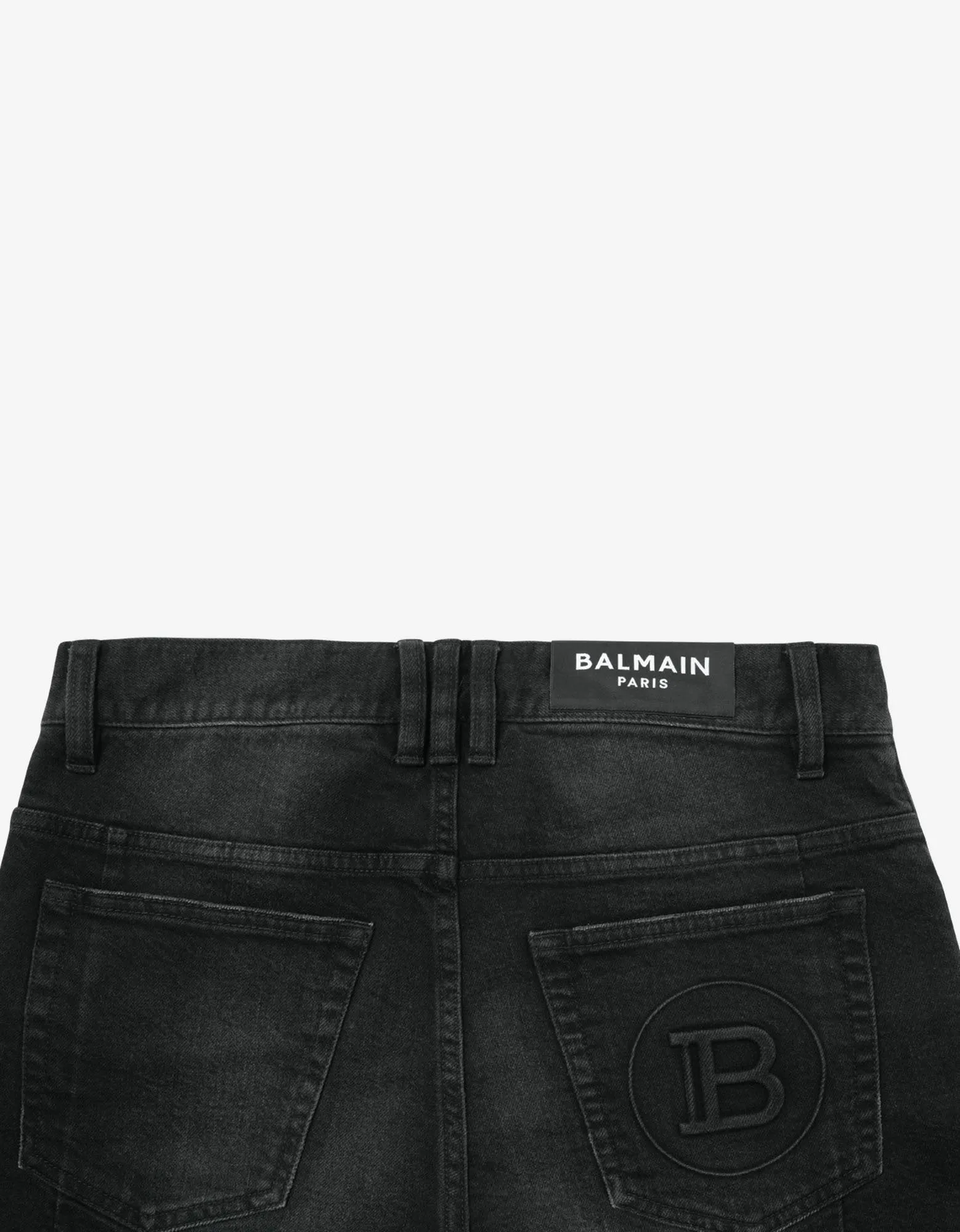 Black Ribbed Panel Destroyed Slim Biker Jeans