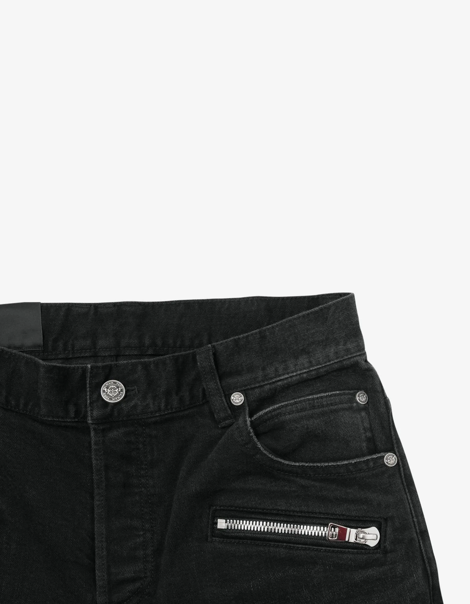 Black Ribbed Panel Destroyed Slim Biker Jeans