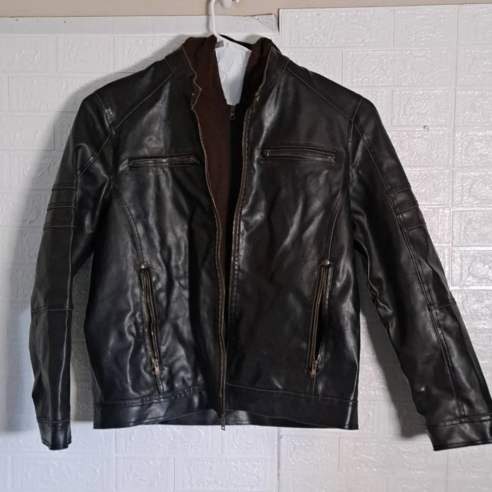 Black Rivet G-III Faux Leather Jacket with Removable Sweatshirt