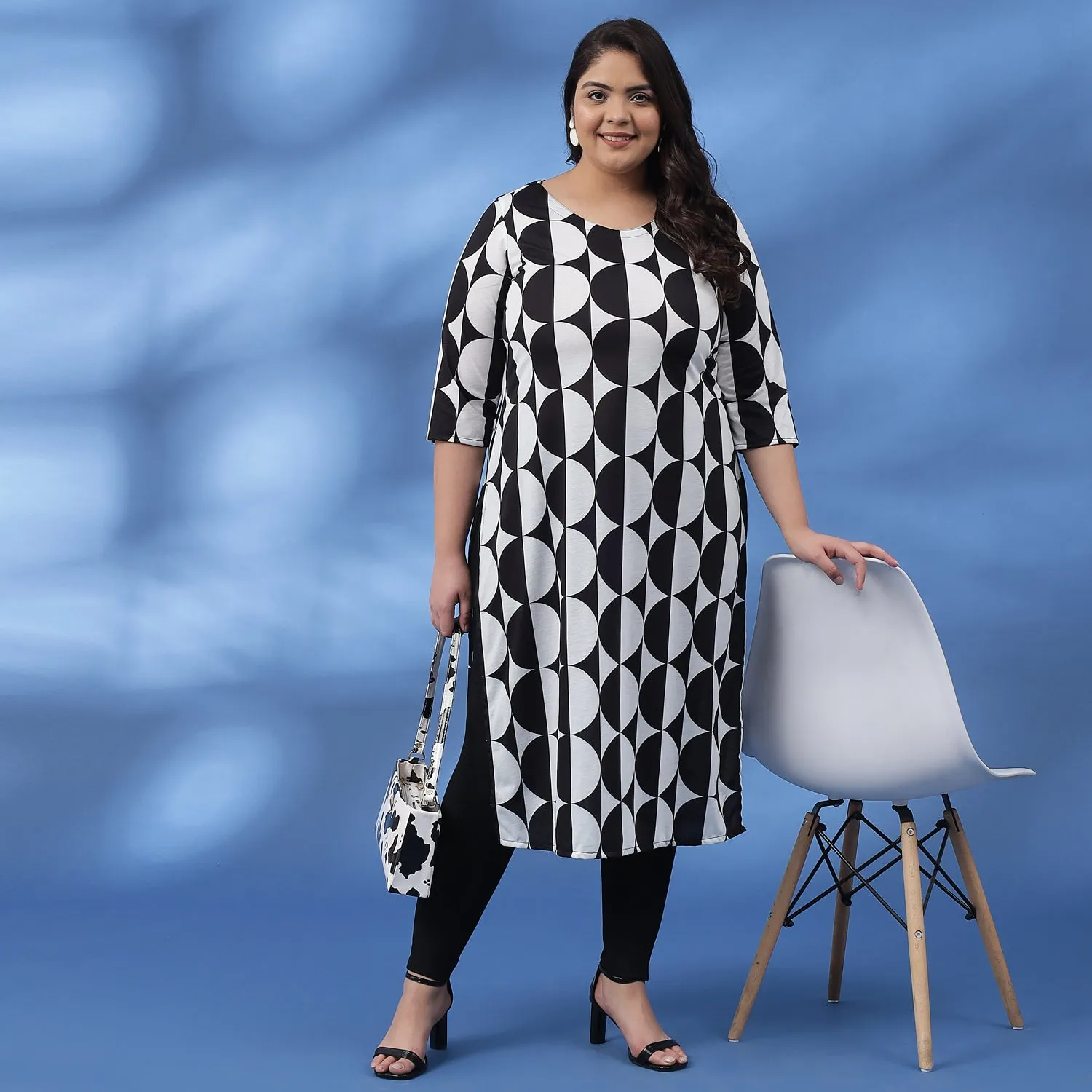 Black White Circe Luxe Printed Kurti