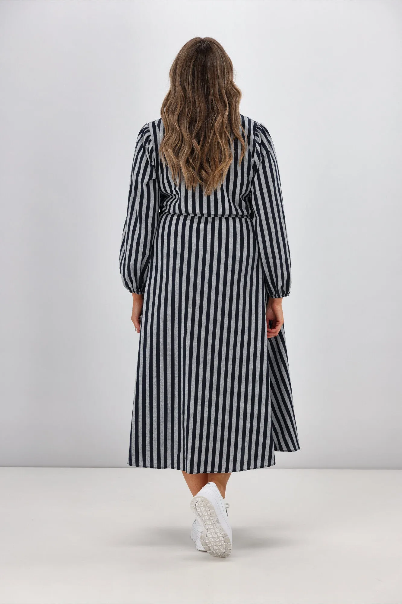 Boho Australia Alys Midi Dress Navy Stripe