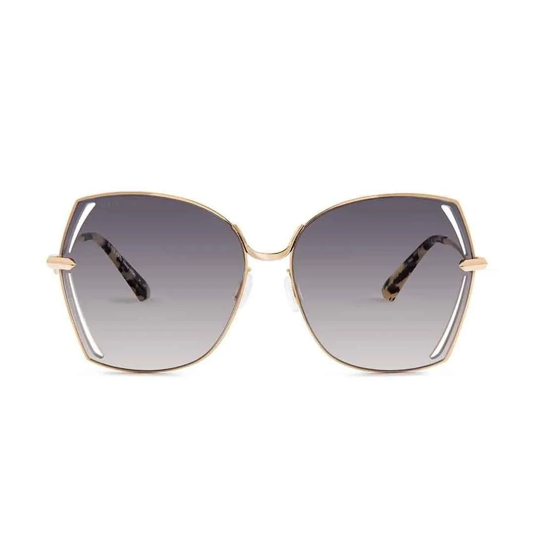 Bolon Women's Gold Metal Irregular Sunglasses BL8038/A60