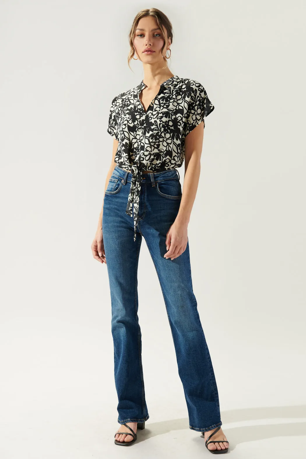 Bona Vista Floral Crofton Tie Front Crop Top