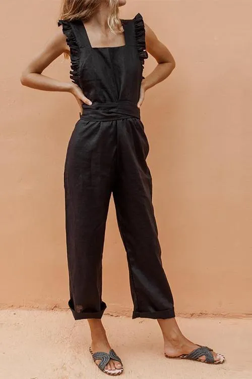 Bow Ruffled Backless Jumpsuit