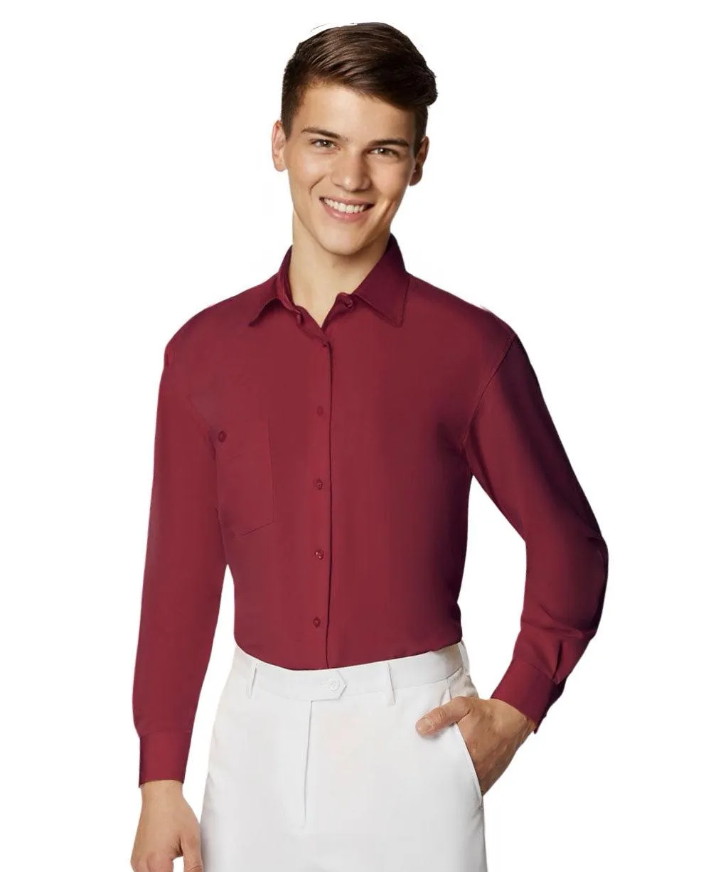 Boy's Wine Microfiber Coloured Shirt