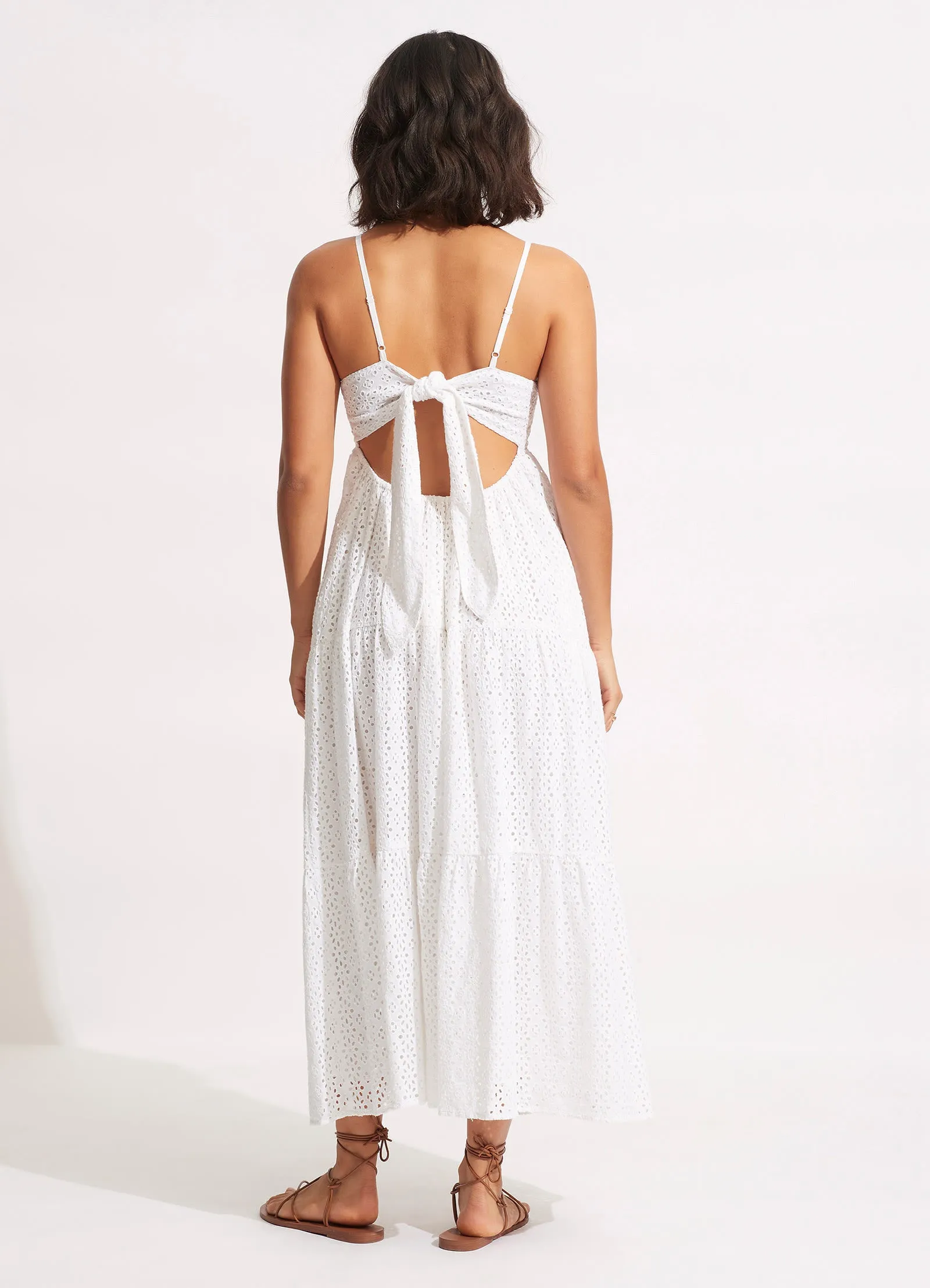 Broderie Anglaise Tiered Maxi Dress - White