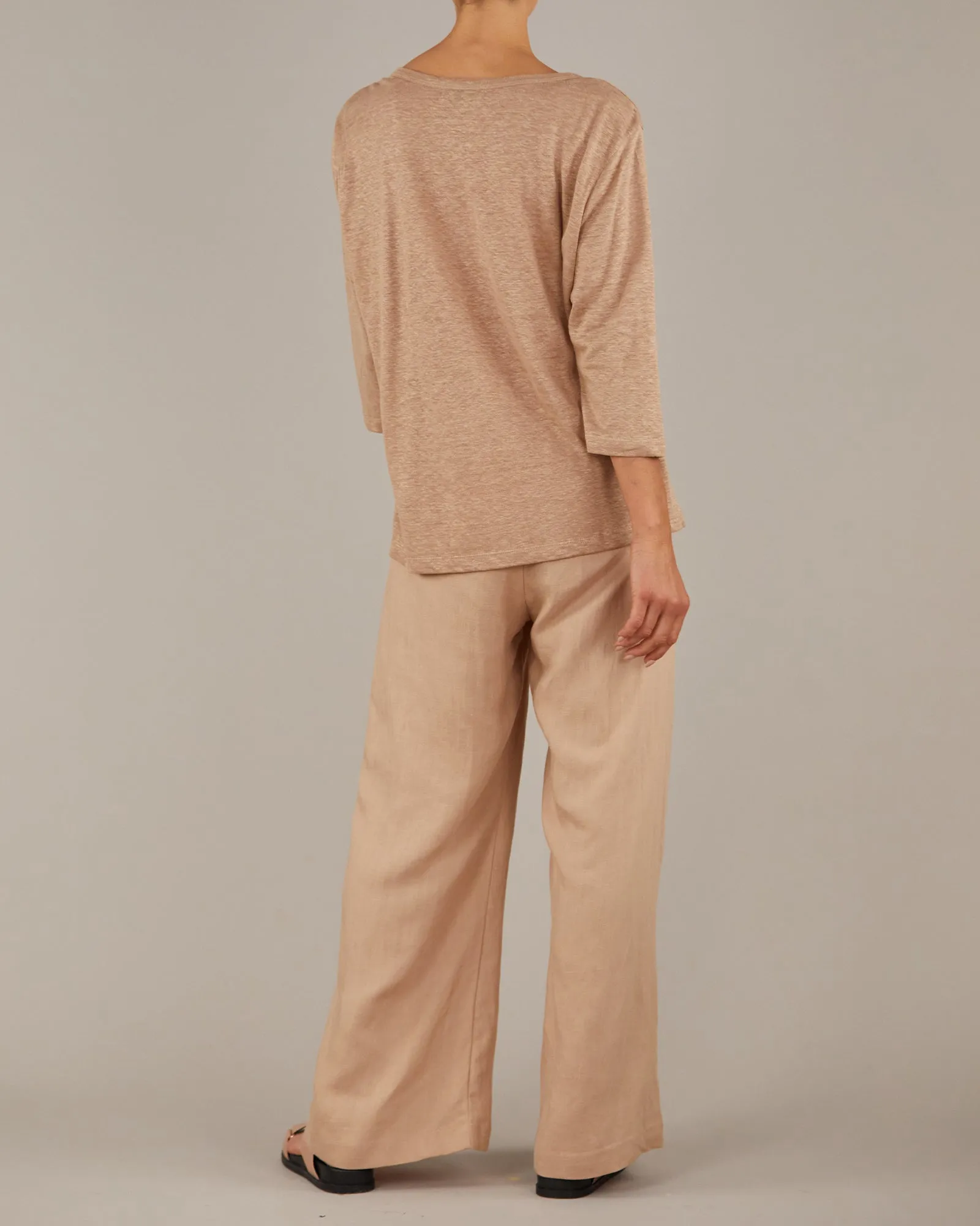 Bronte Linen Jersey Top - Chocolate