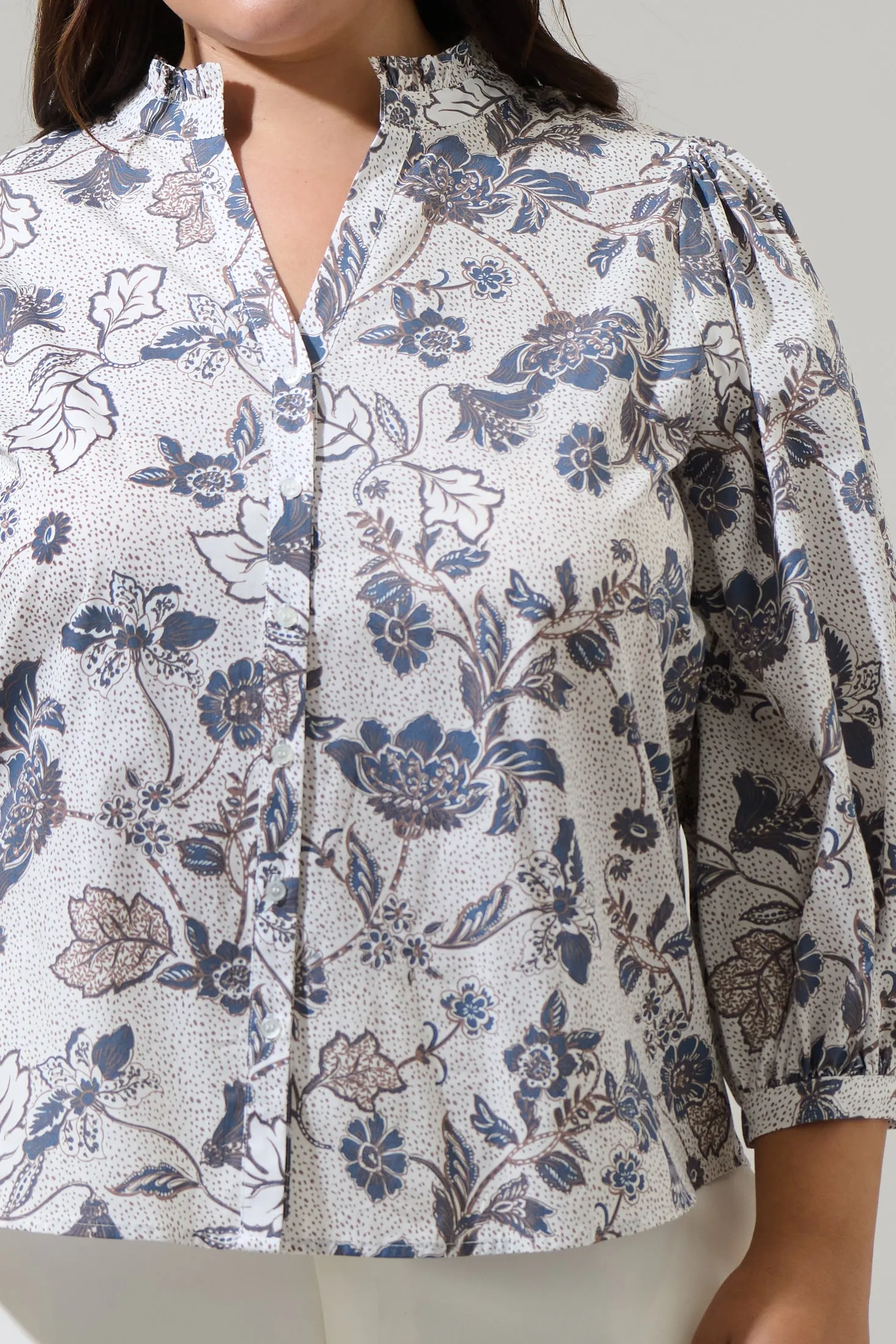 Bryony Floral Ima Button Up Top Curve