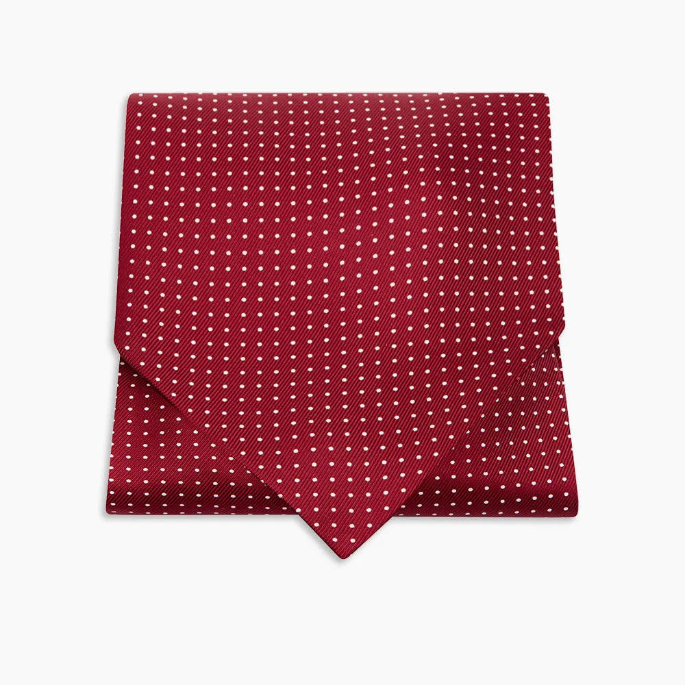 Burgundy and White Mini Spot Silk Ascot Tie