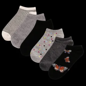 Butterfly, Stripes, Dots, & Solid Low Cut Socks Pack