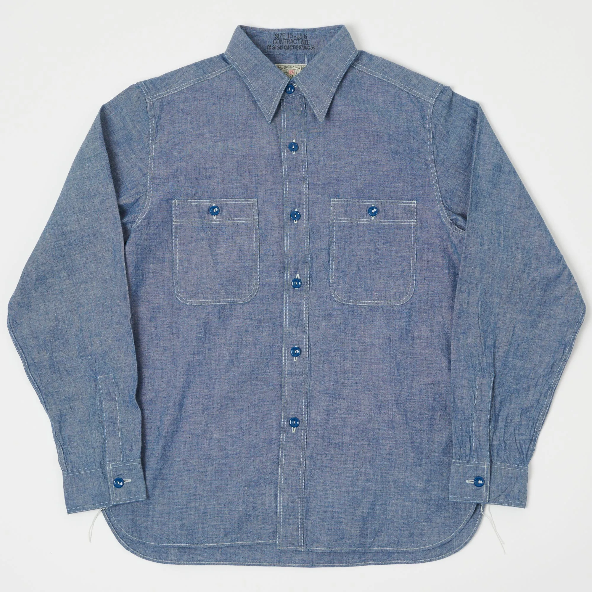 Buzz Rickson's USN Chambray Work Shirt - Blue