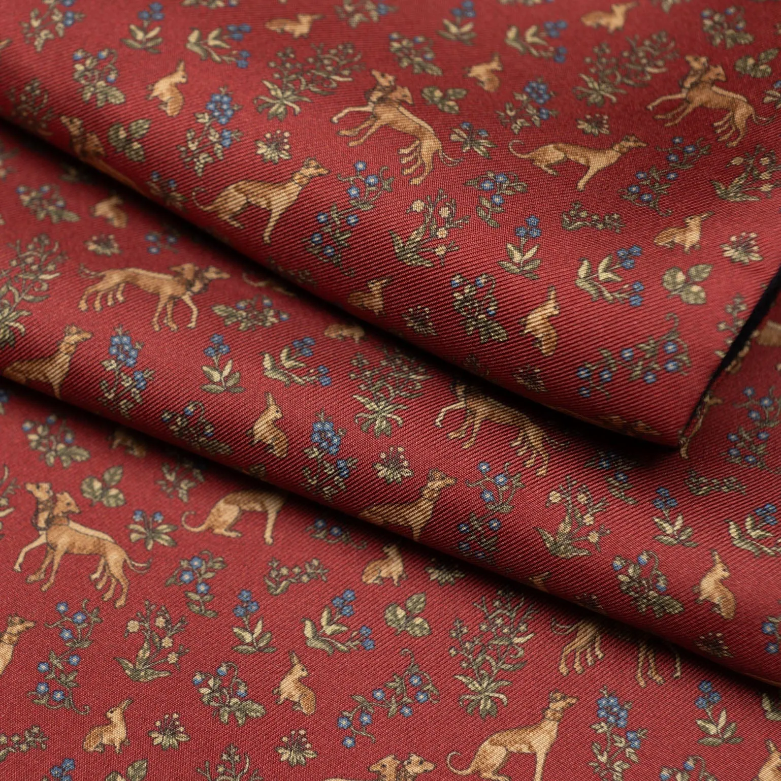 Canis Romanus - Wool Backed Silk Scarf - Red