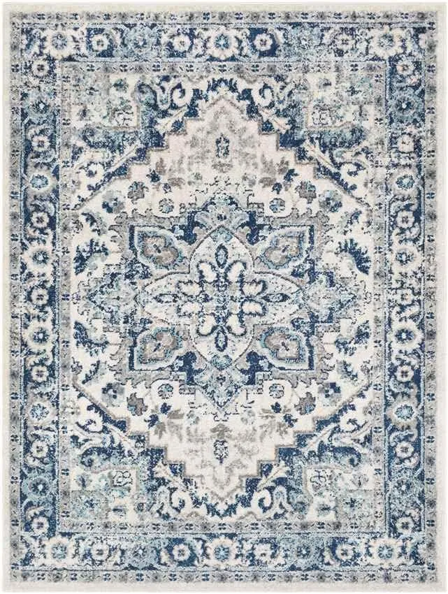 Cannock 9x12 Traditional Blue Area Rug Carpet for Living Room Bedroom or Kitchen (8'10" x 12')