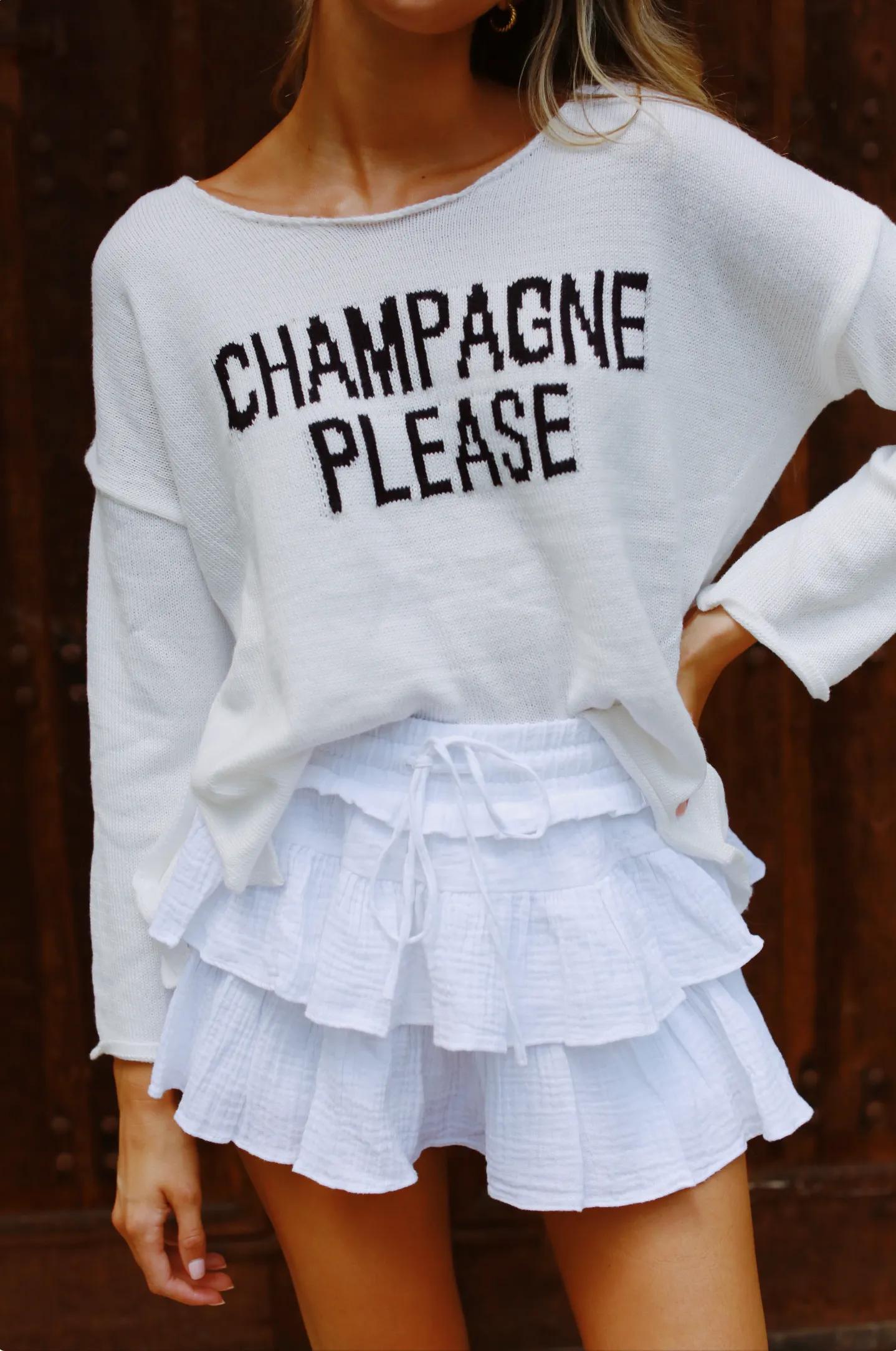 Champagne Please Lightweight Sweater - Ivory