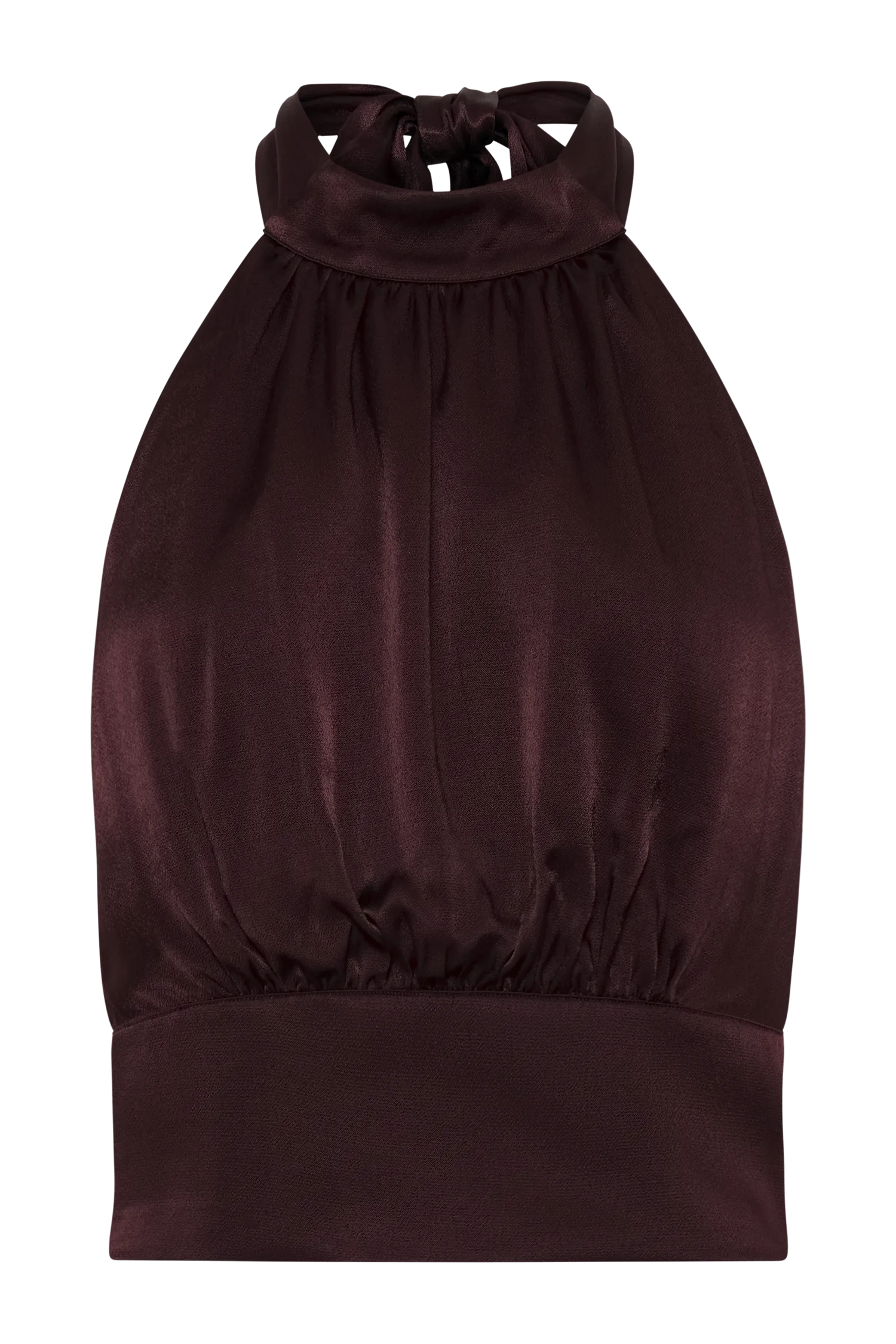 Clara Satin Halter Top - Plum