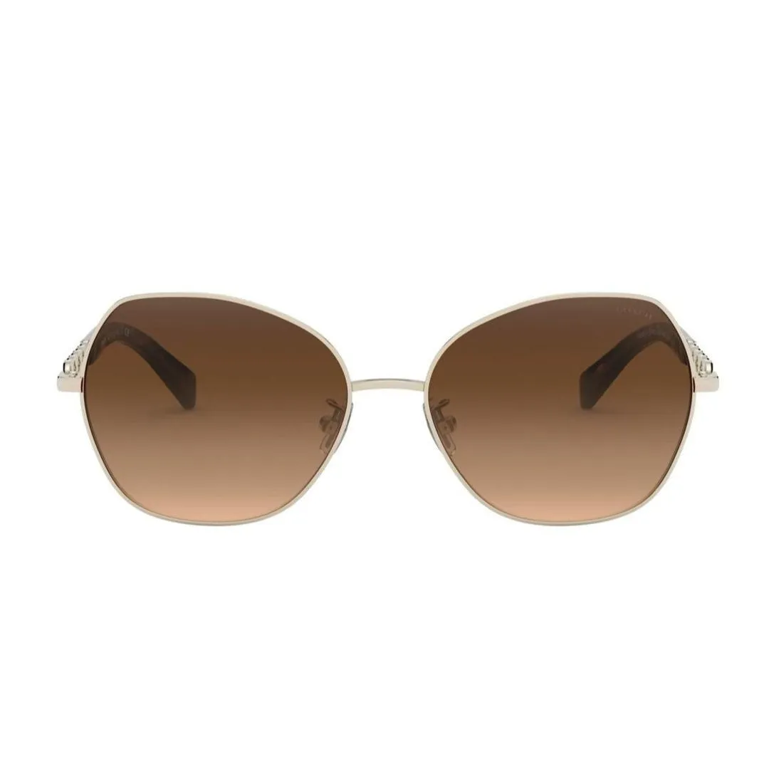 Coach Women's Gold Metal Irregular Sunglasses HC7112/9331/13