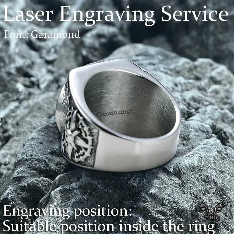 Compass Design Stainless Steel Marine Ring