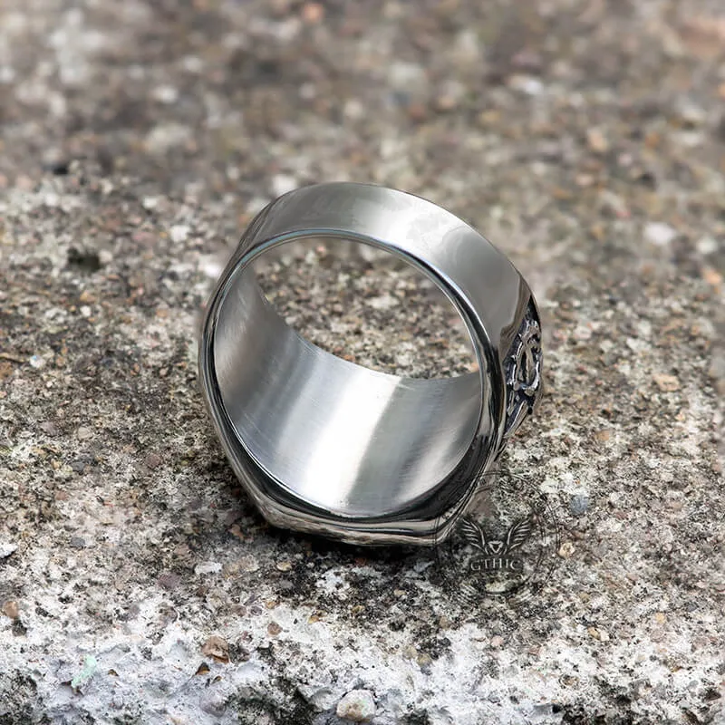 Compass Design Stainless Steel Marine Ring