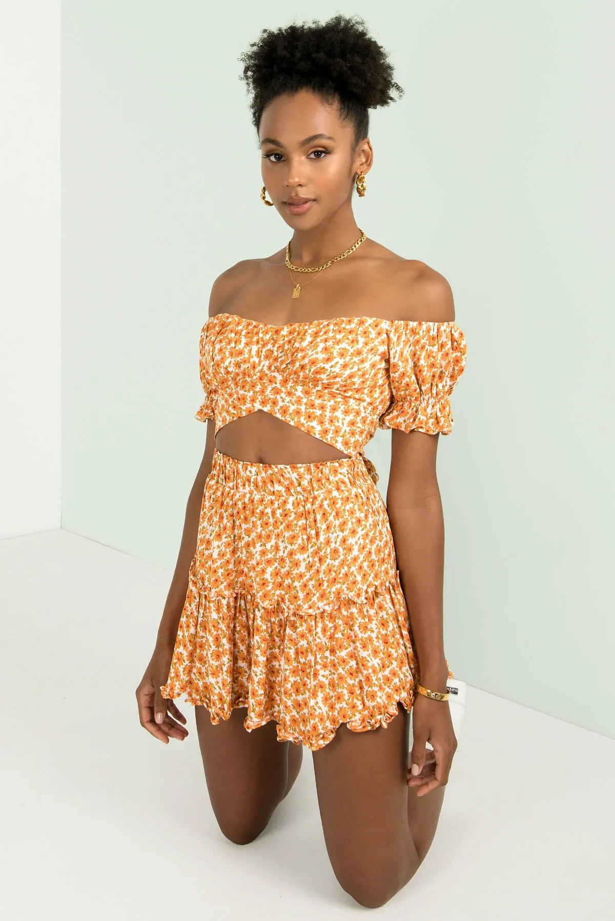 Connie Skirt / Orange Floral