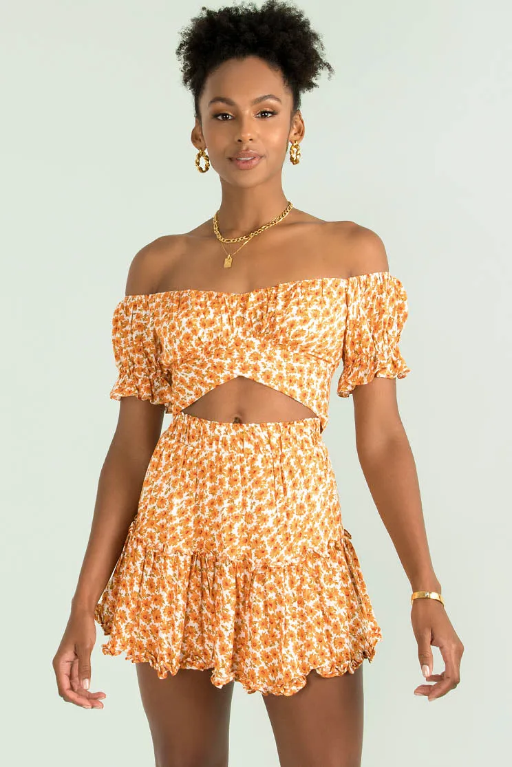 Connie Skirt / Orange Floral