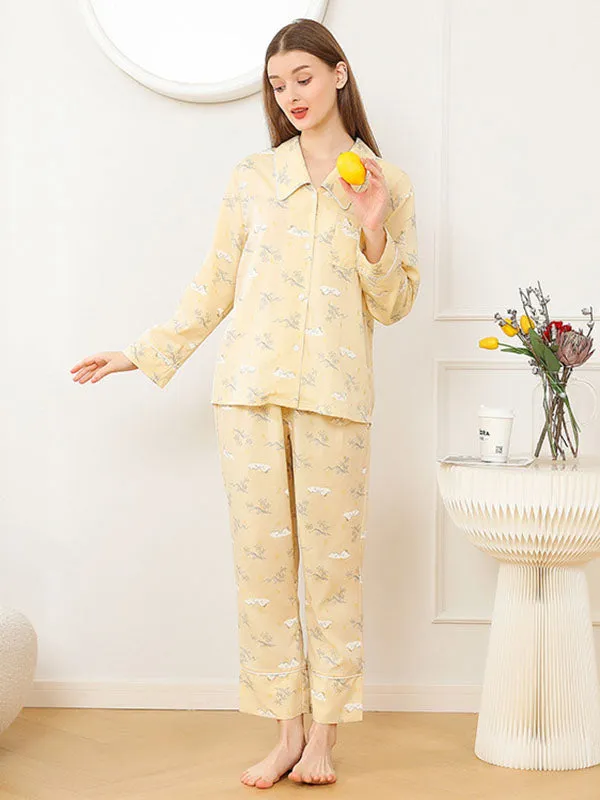 Cotton Print Pocket Shirt Pjamas Set