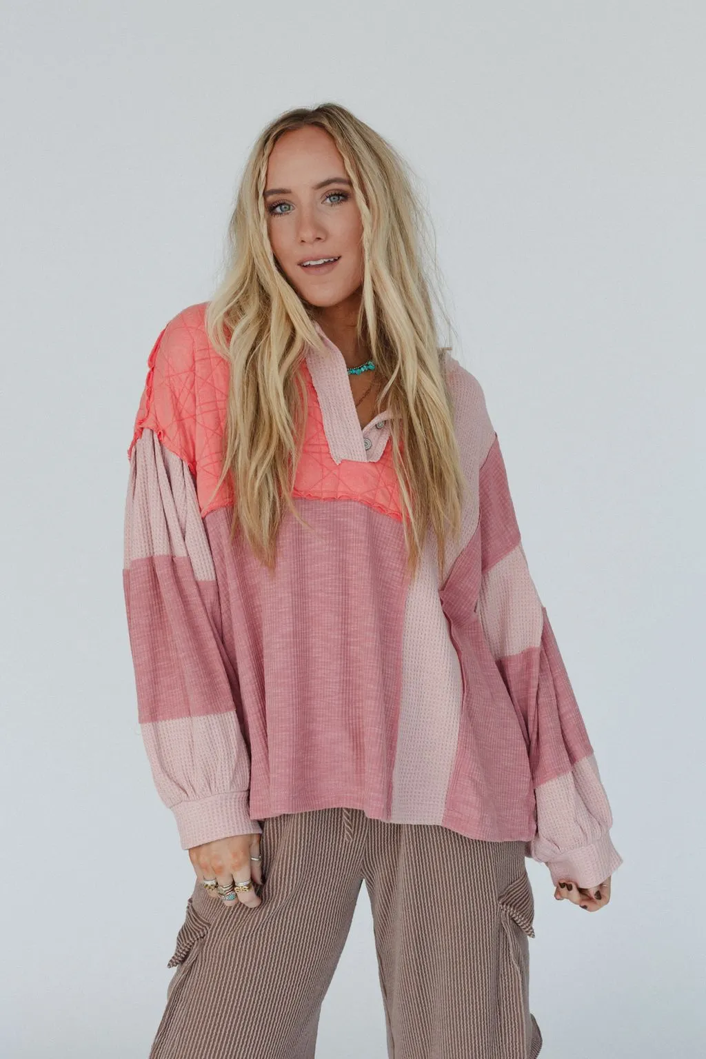 Cozy Oasis Multi Color Top - Coral