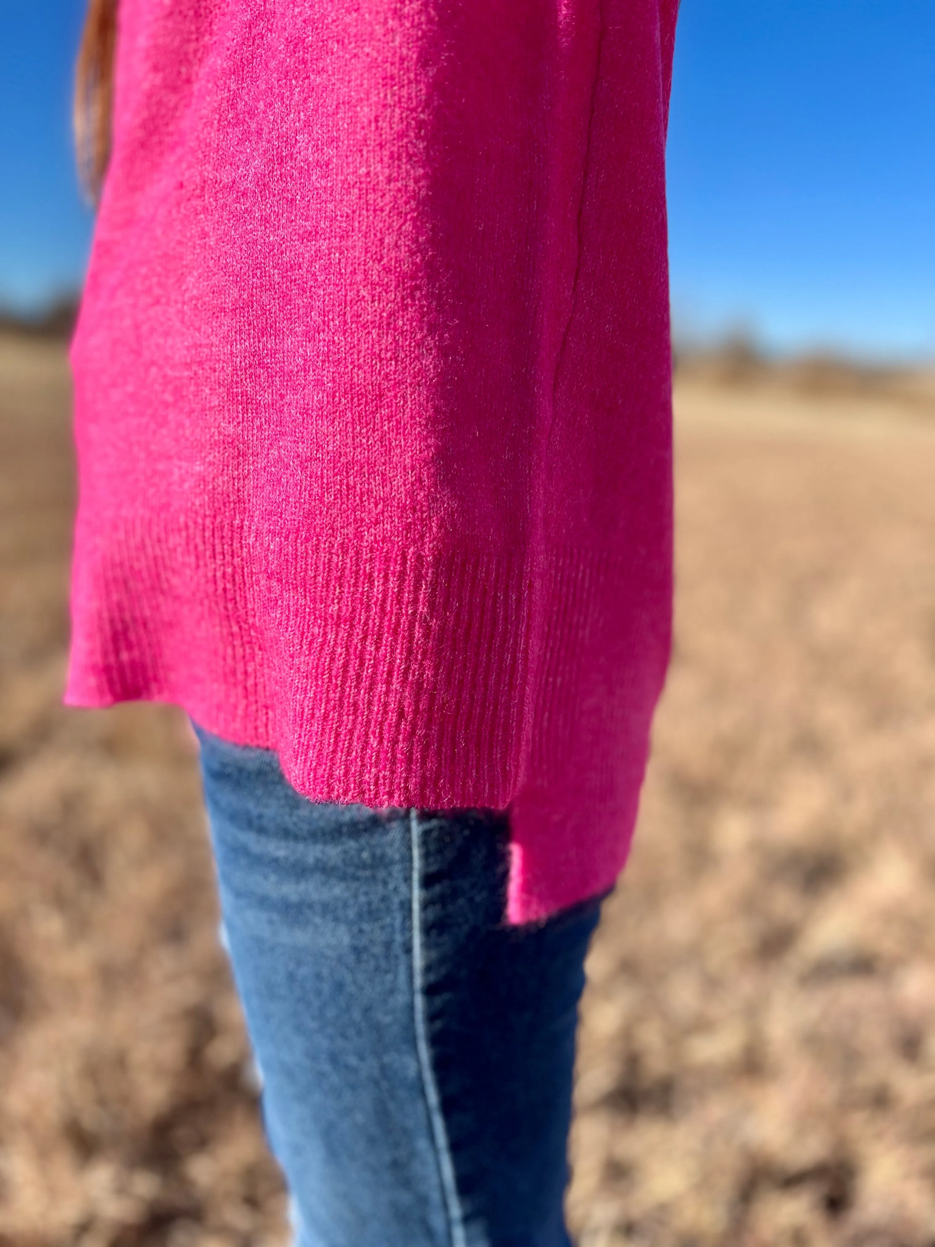 Don't Pick My Pockets Fuchsia Sweater