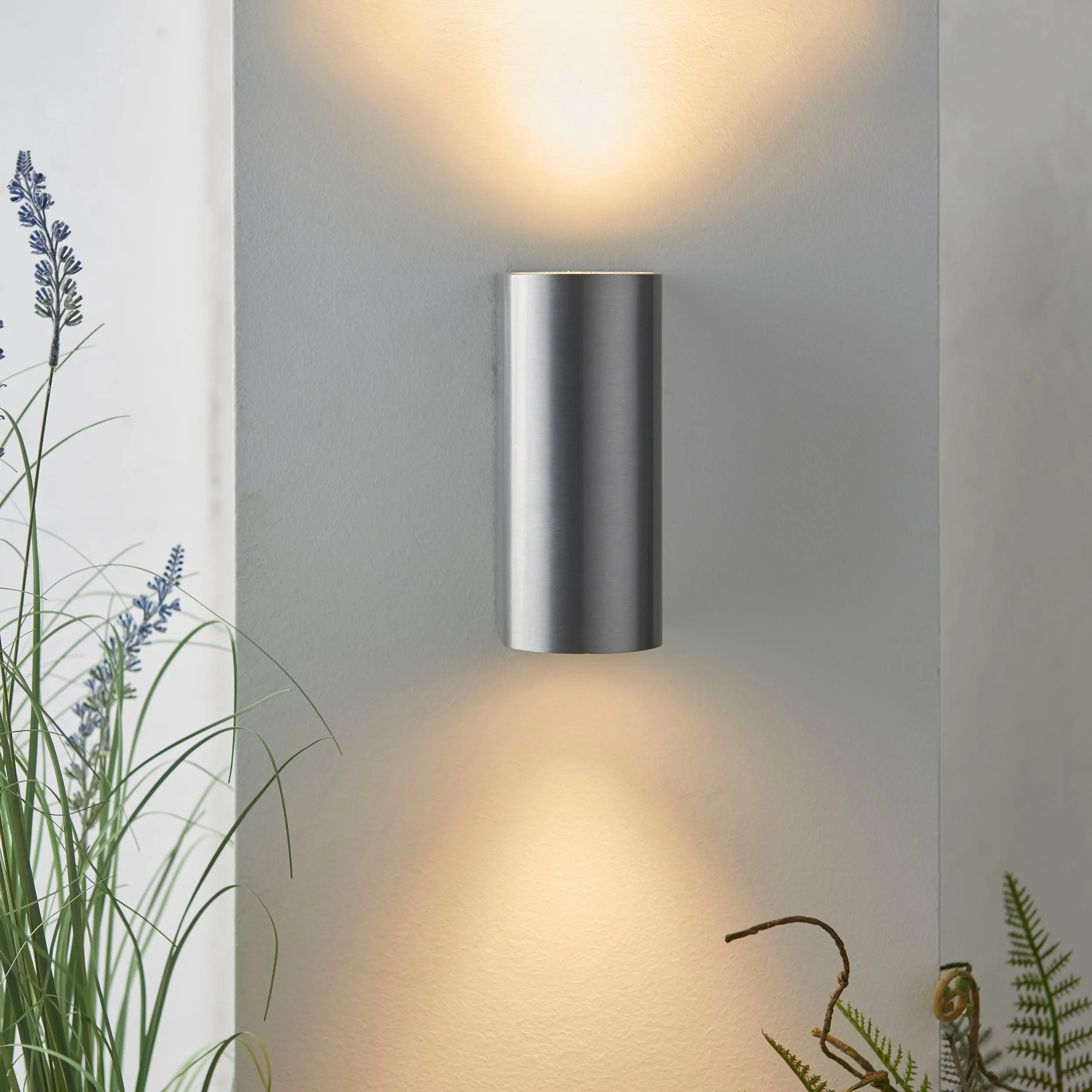 Doron 2 Light Silver Outdoor Wall Light IP44 35W