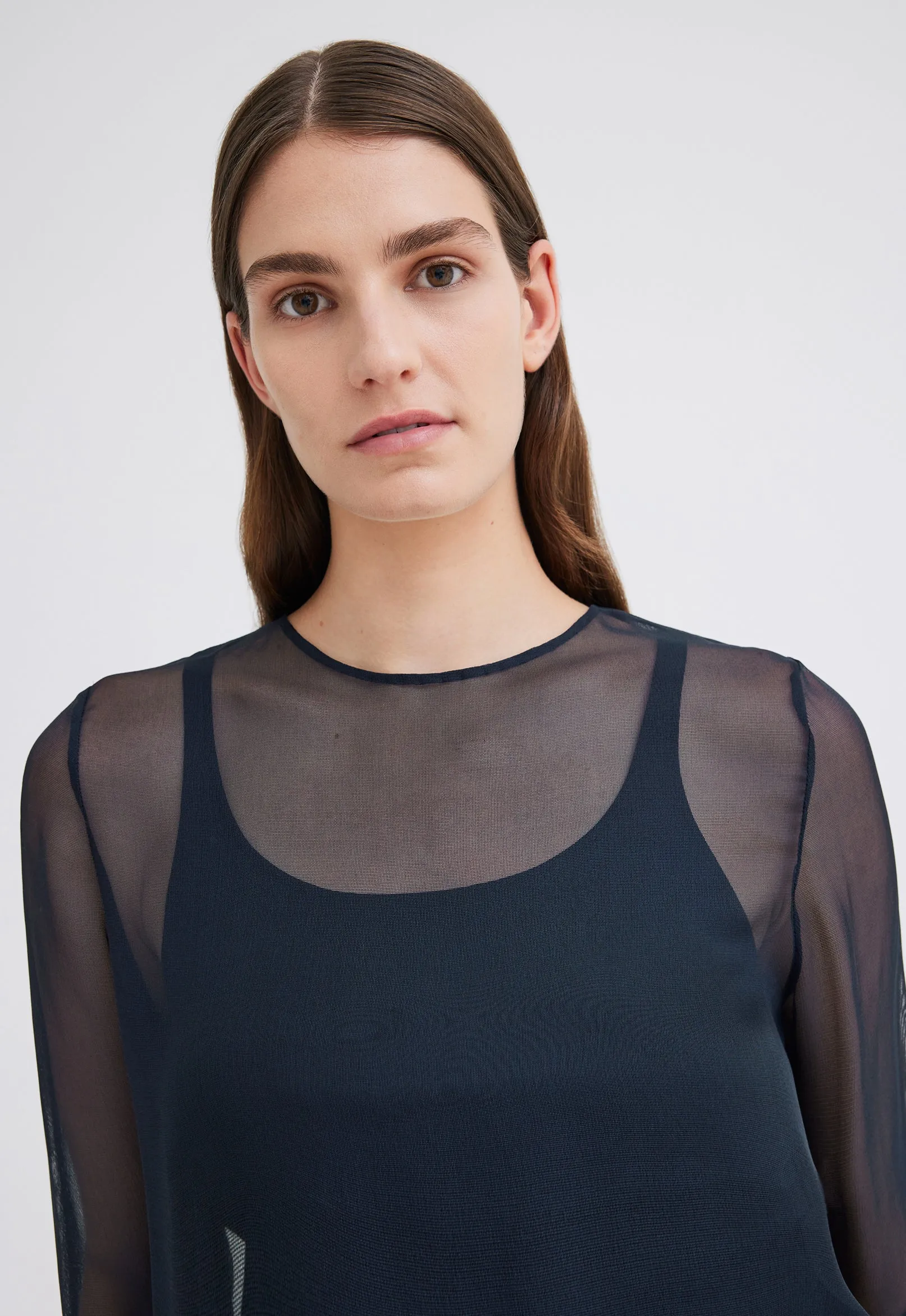 Eidel Silk Mesh Top - Skipper Blue