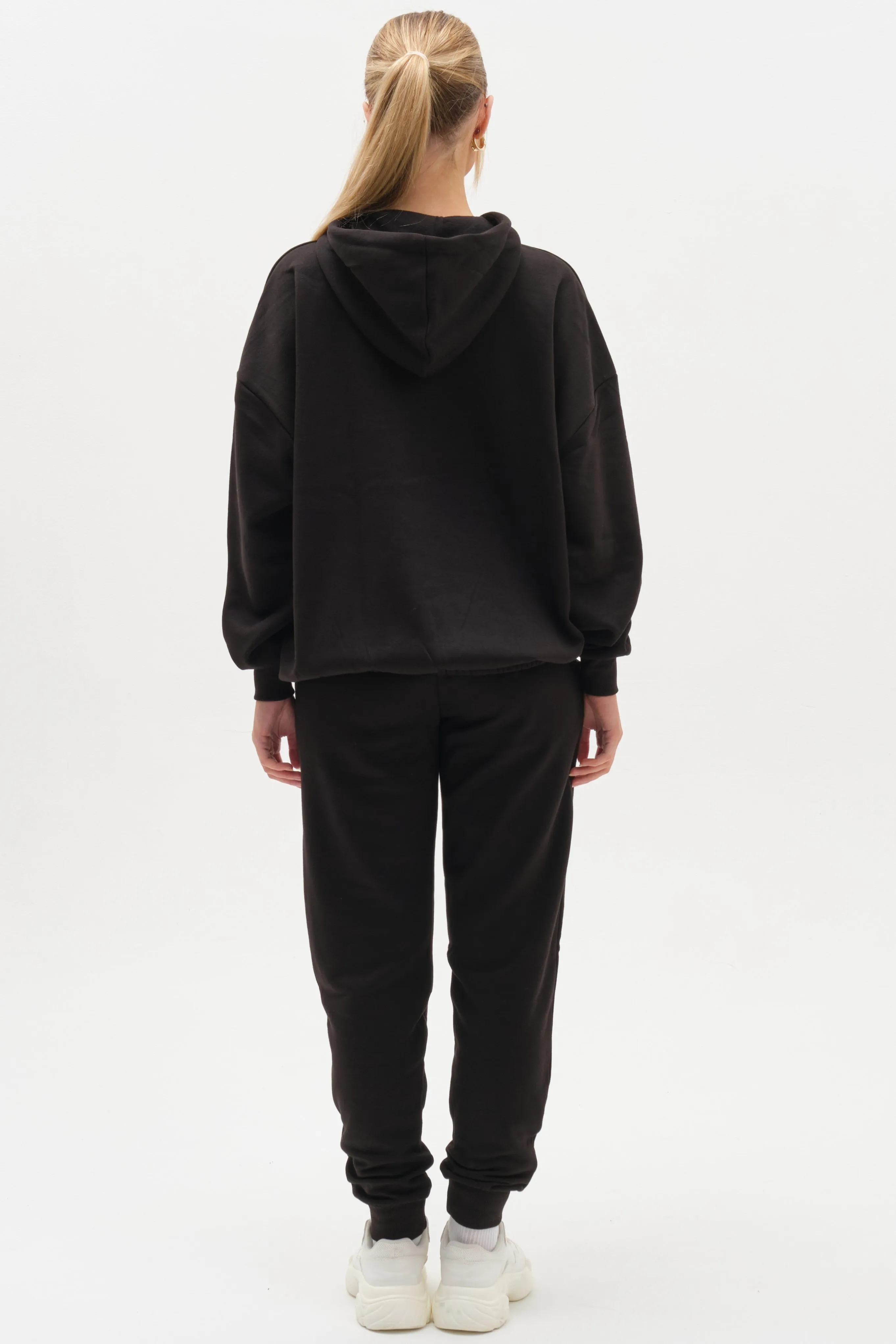 Essential Oversized Fleece Tracksuit - Black