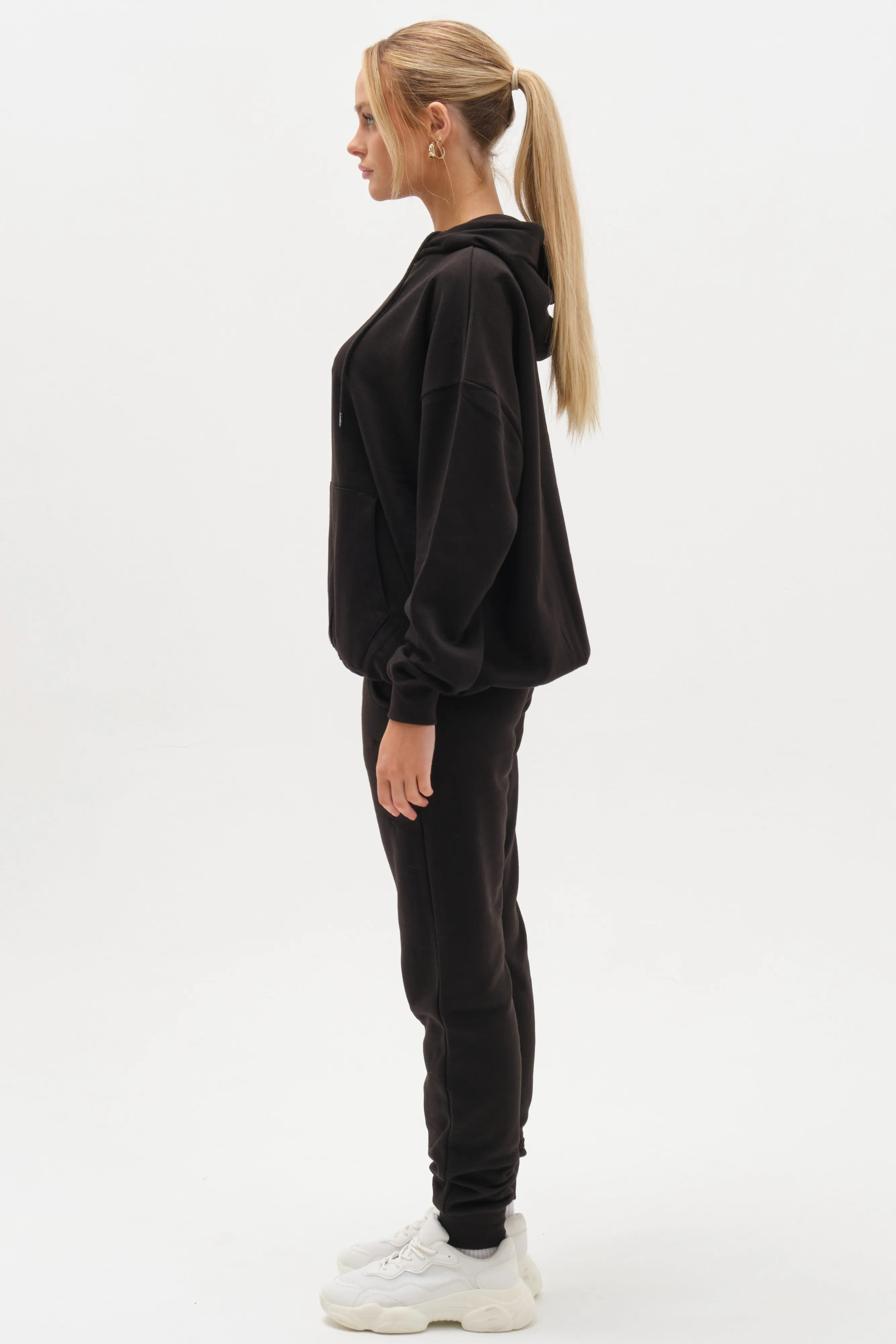 Essential Oversized Fleece Tracksuit - Black