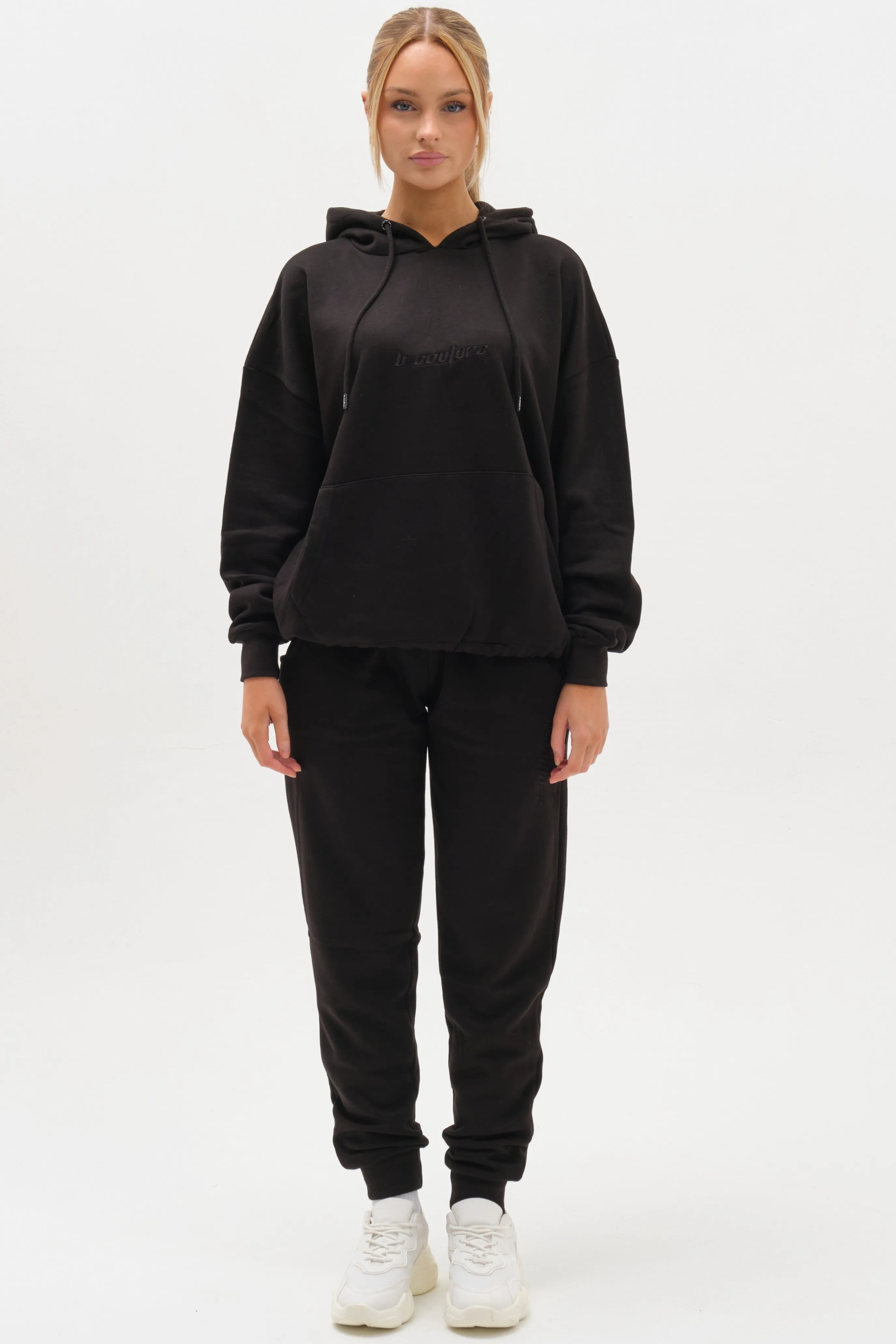 Essential Oversized Fleece Tracksuit - Black