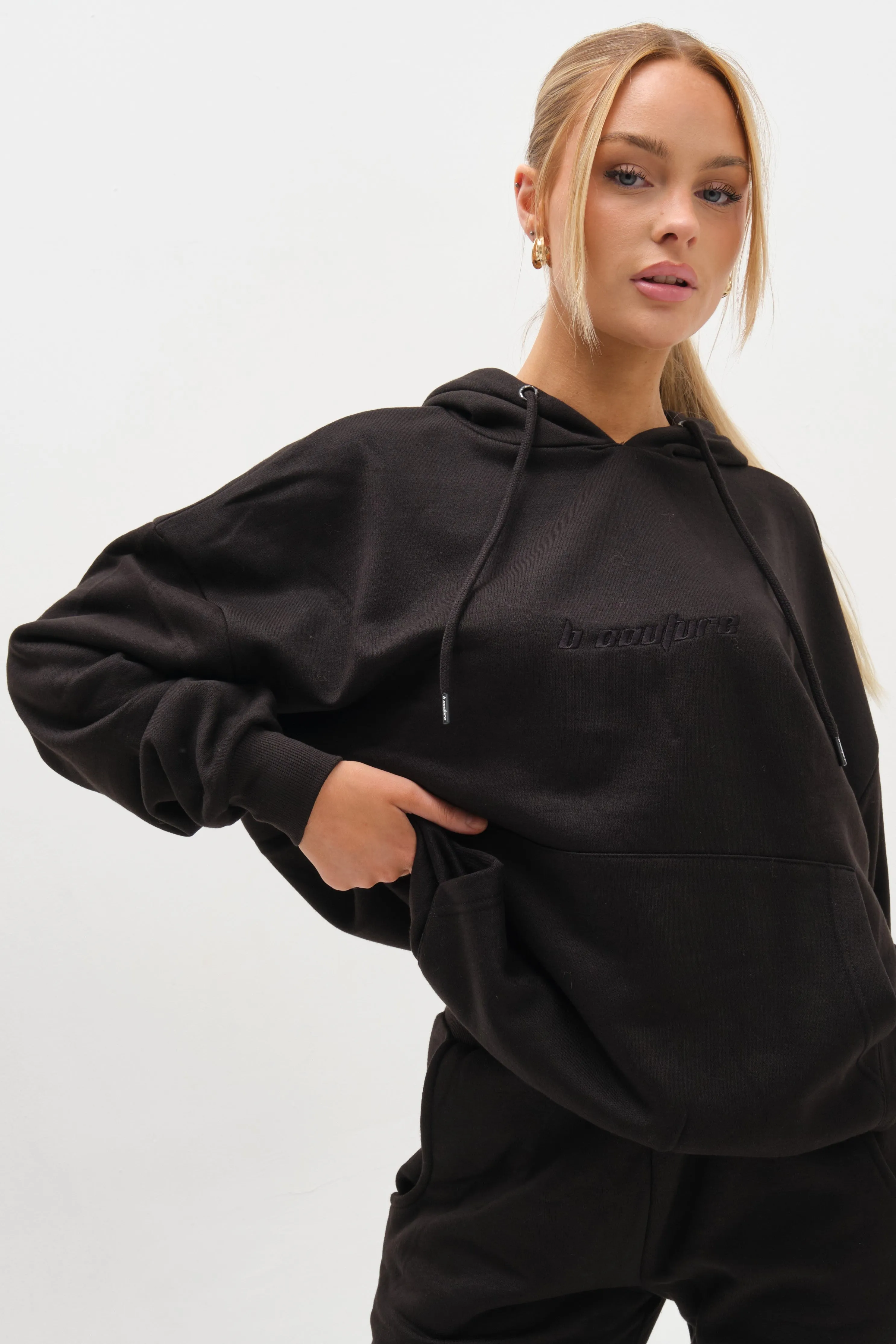 Essential Oversized Fleece Tracksuit - Black