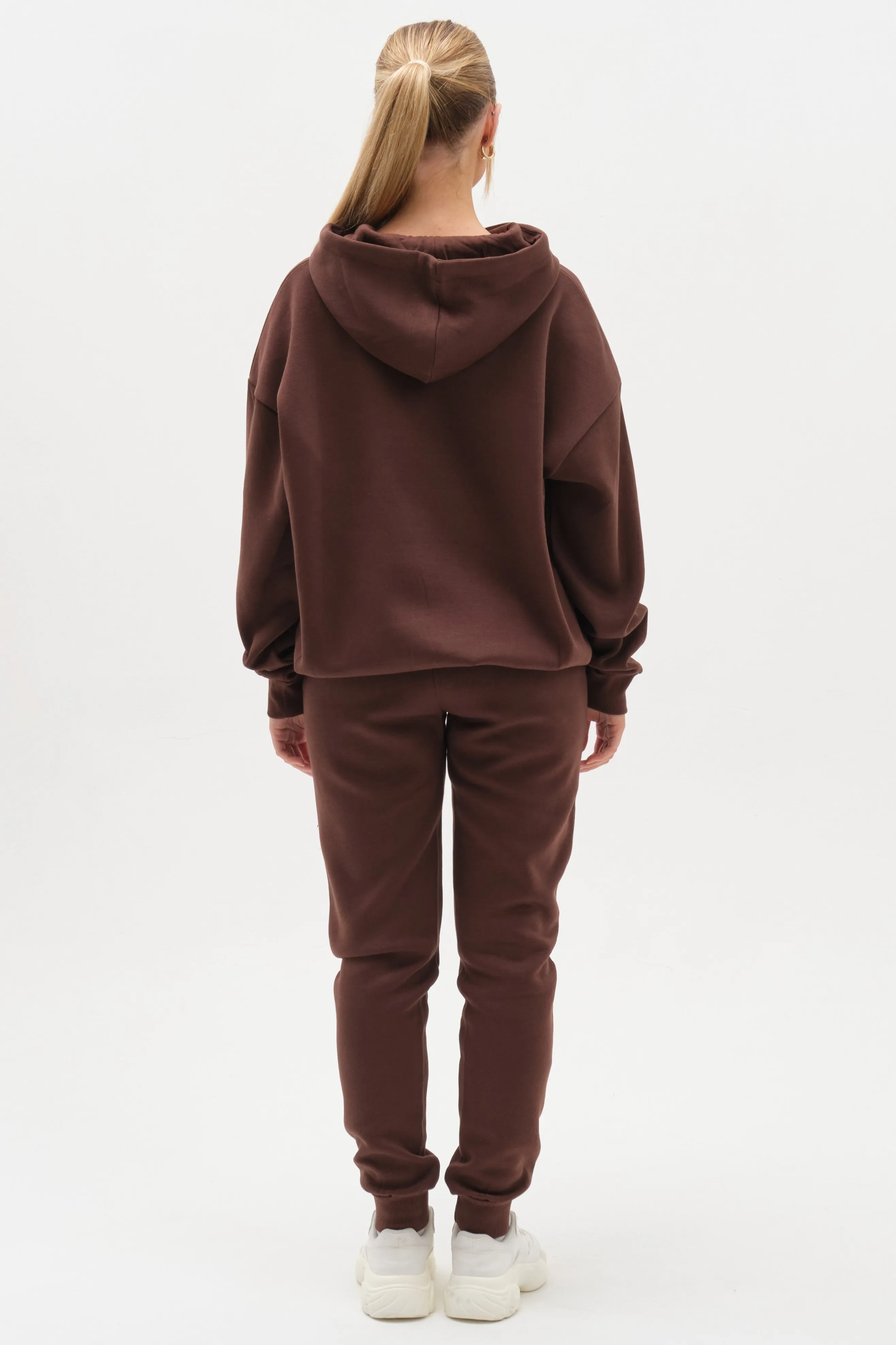 Essential Oversized Fleece Tracksuit - Brown