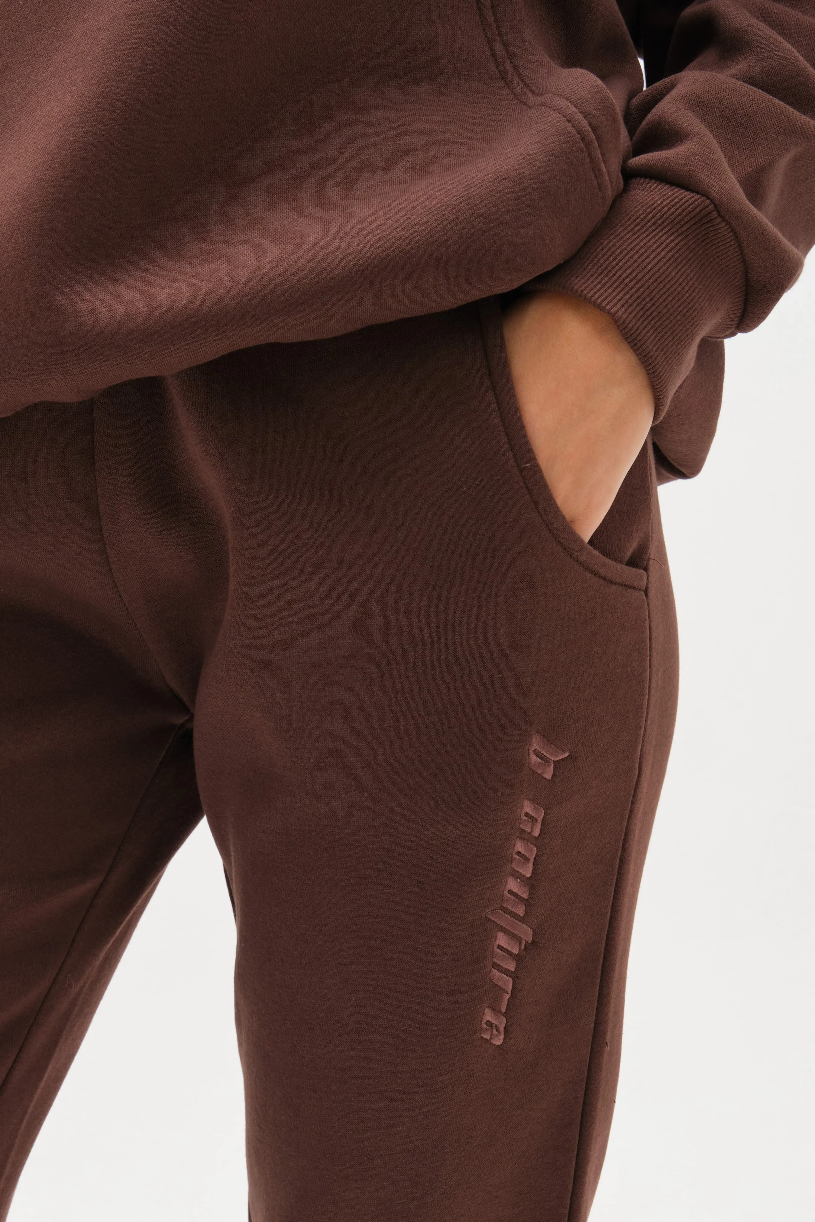 Essential Oversized Fleece Tracksuit - Brown