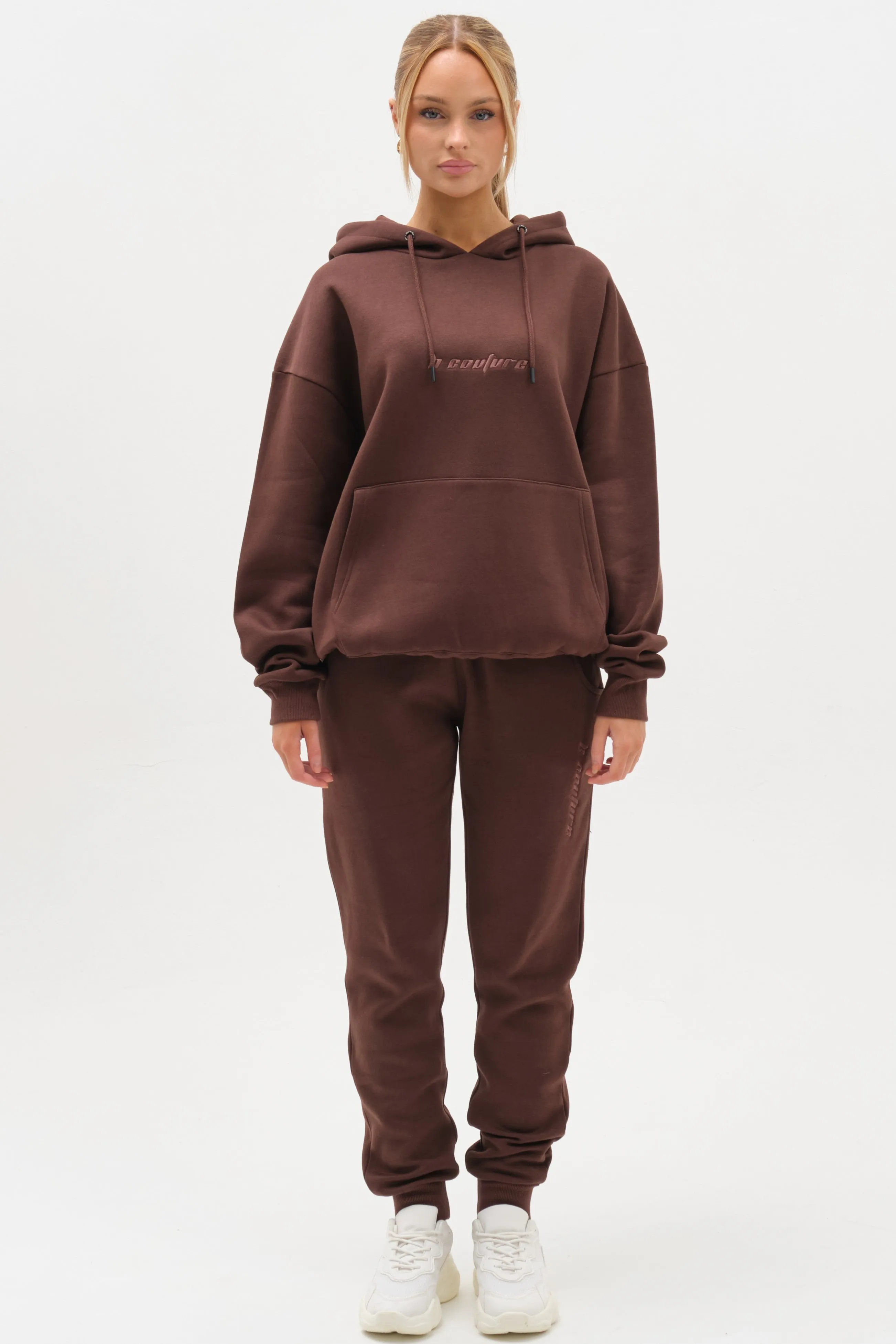 Essential Oversized Fleece Tracksuit - Brown