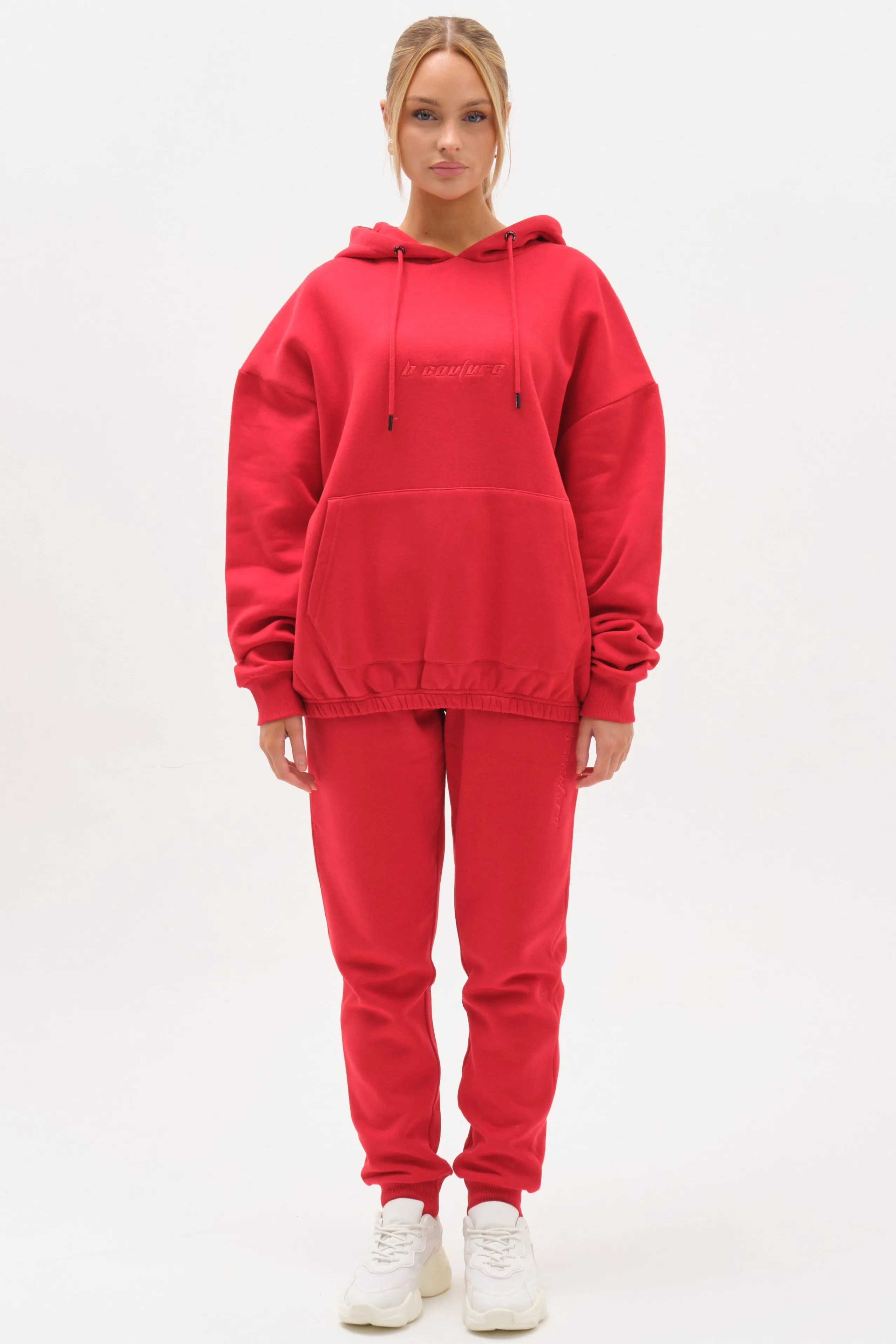 Essential Oversized Fleece Tracksuit - Red