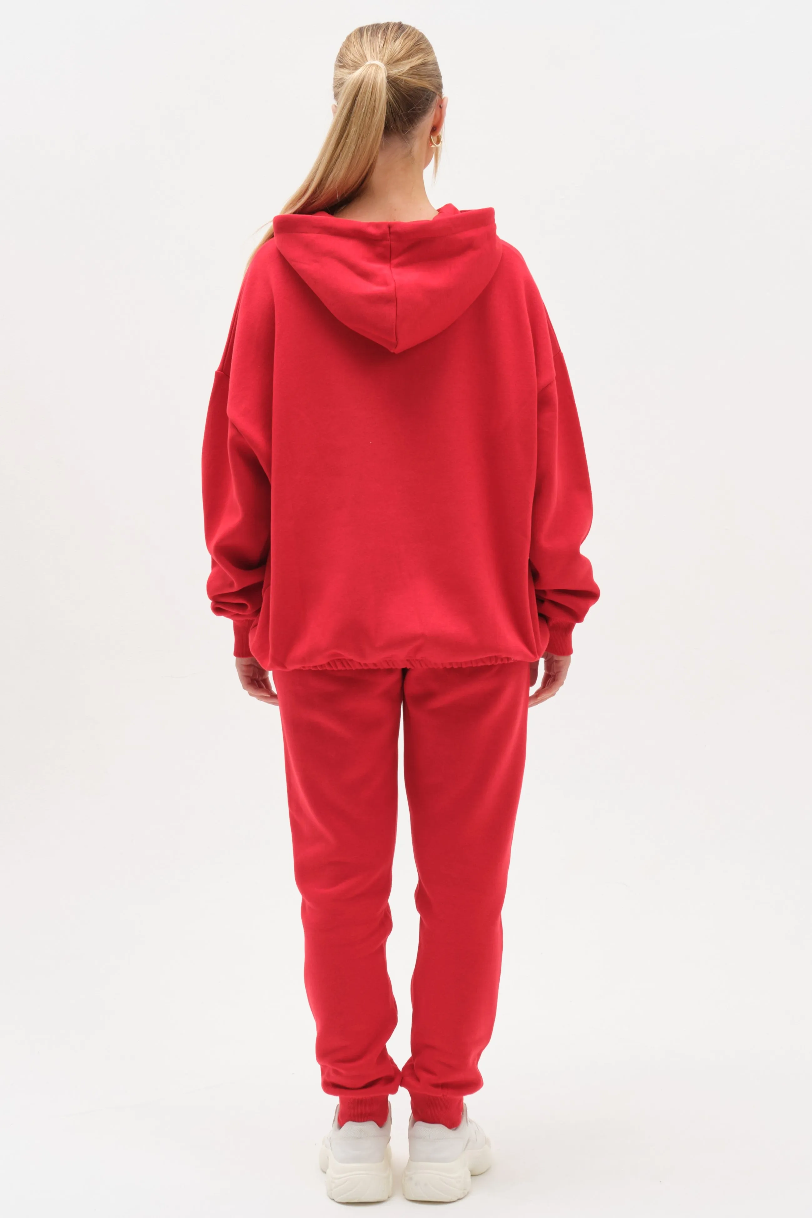 Essential Oversized Fleece Tracksuit - Red