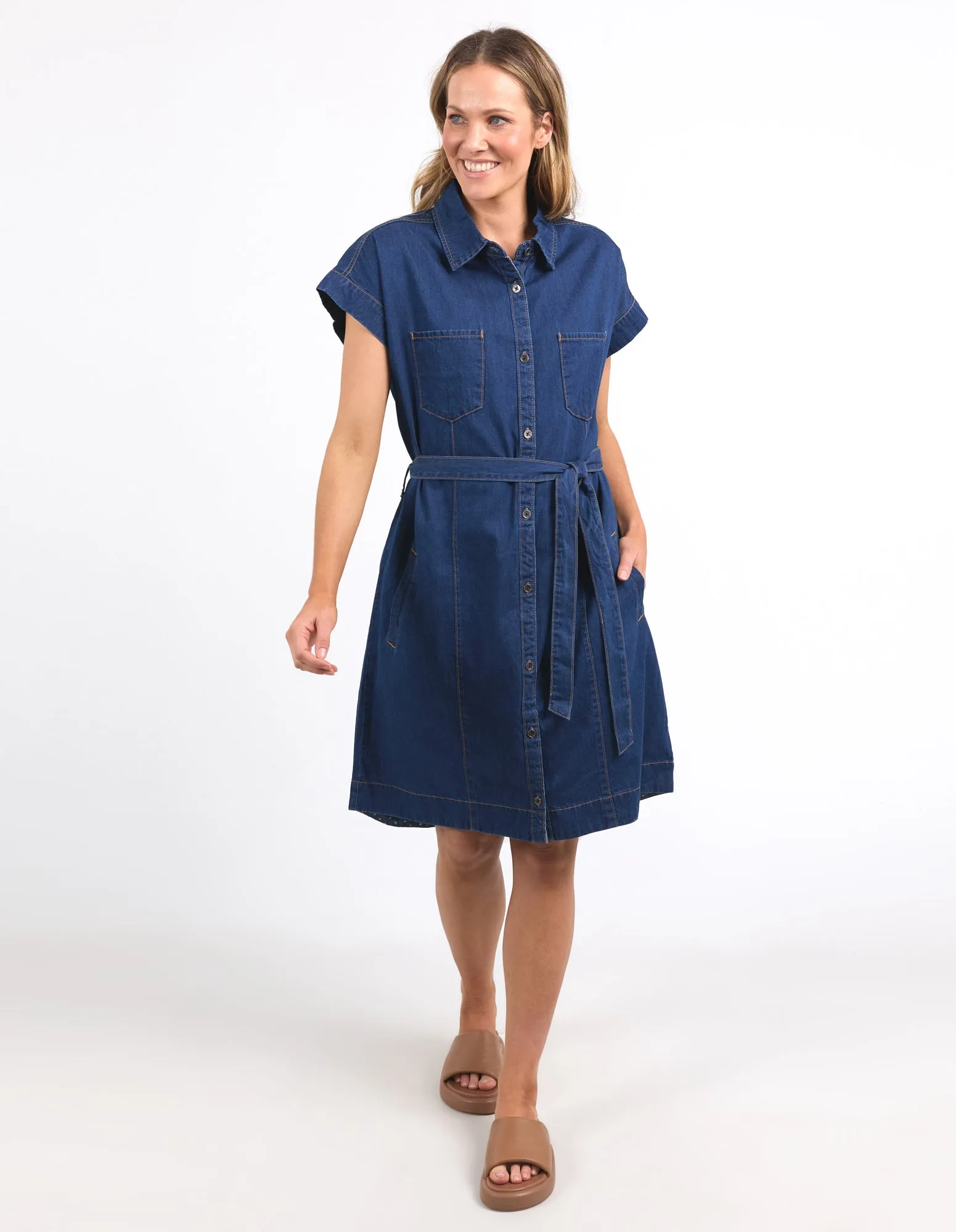 Everleigh Denim Dress Dark Blue Wash