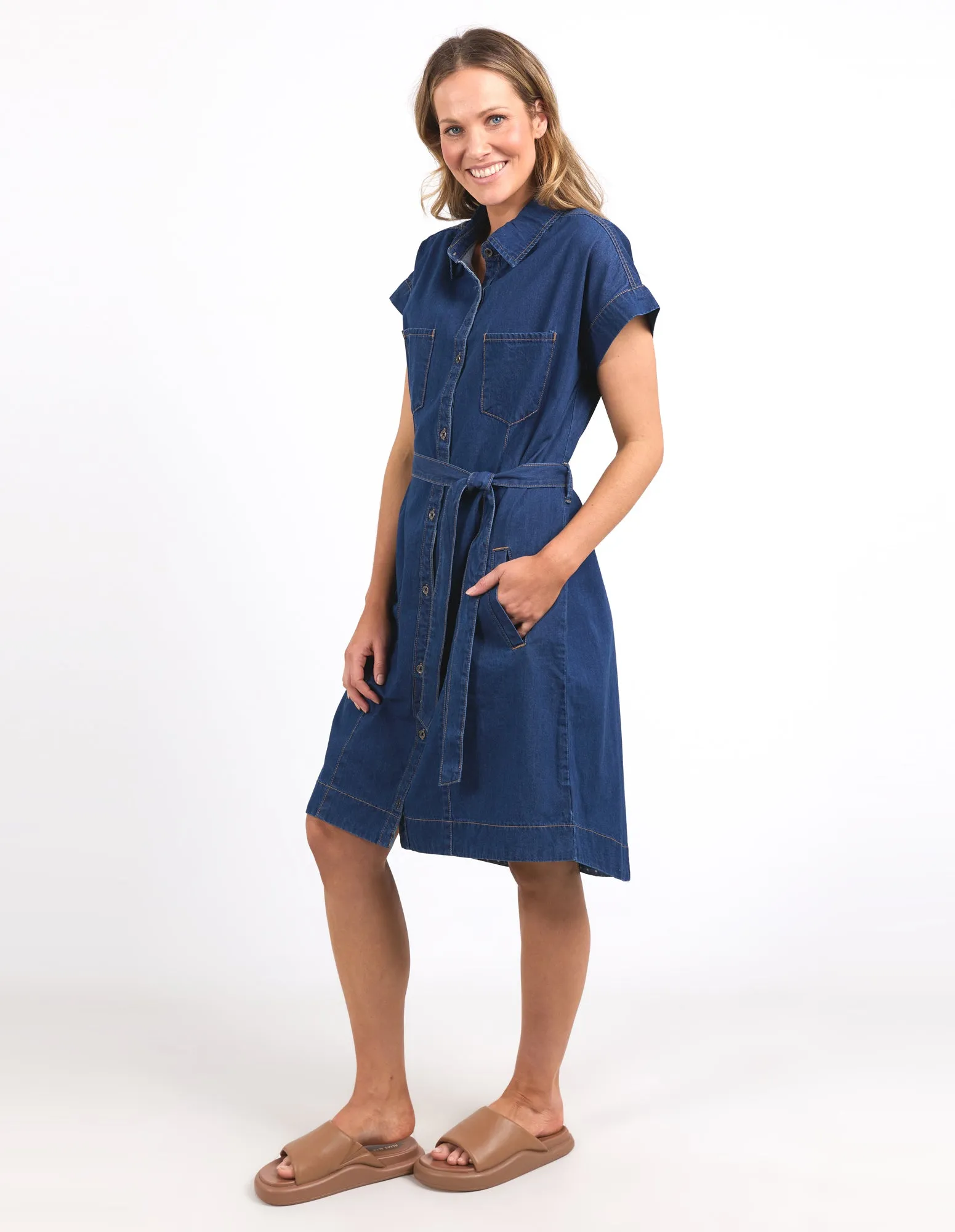 Everleigh Denim Dress Dark Blue Wash