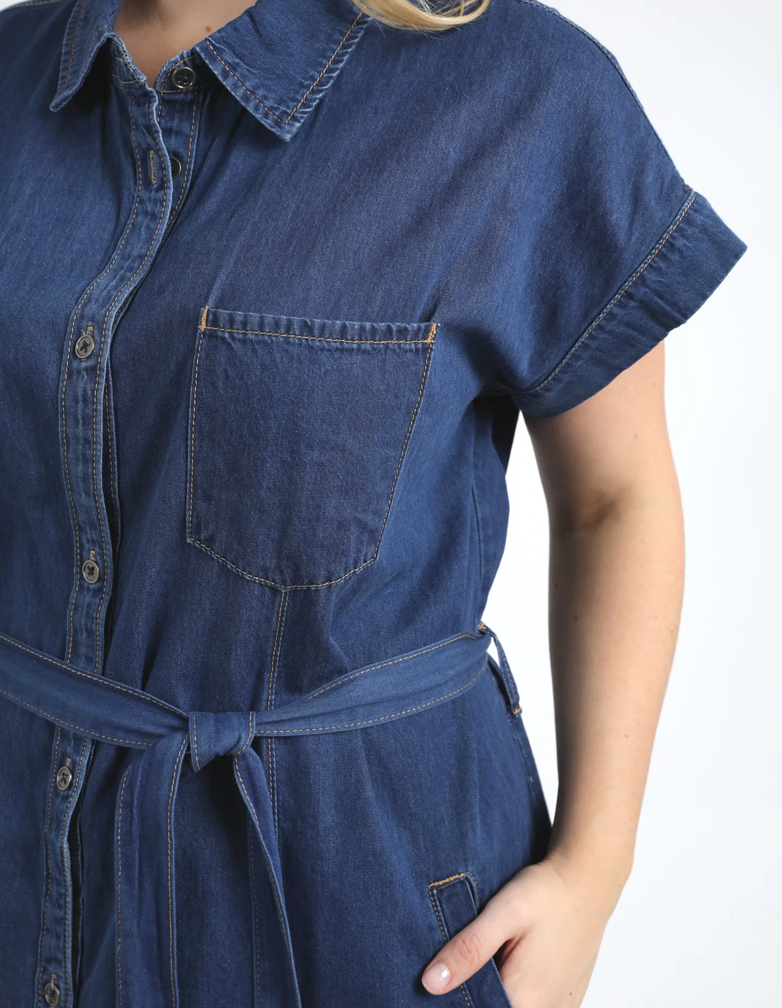 Everleigh Denim Dress Dark Blue Wash