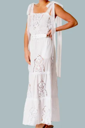 Fatema Crochet-Trimmed Dress - Pure White