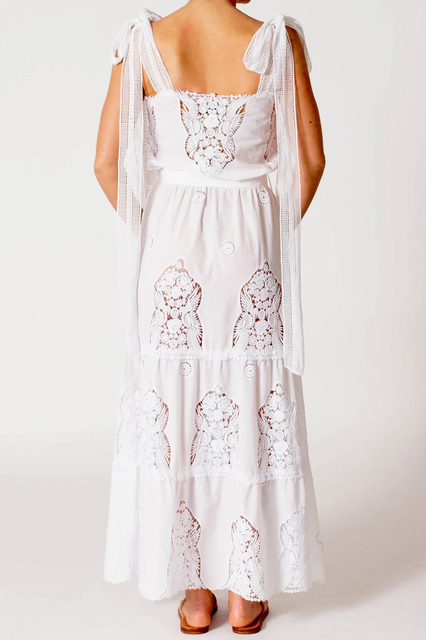 Fatema Crochet-Trimmed Dress - Pure White